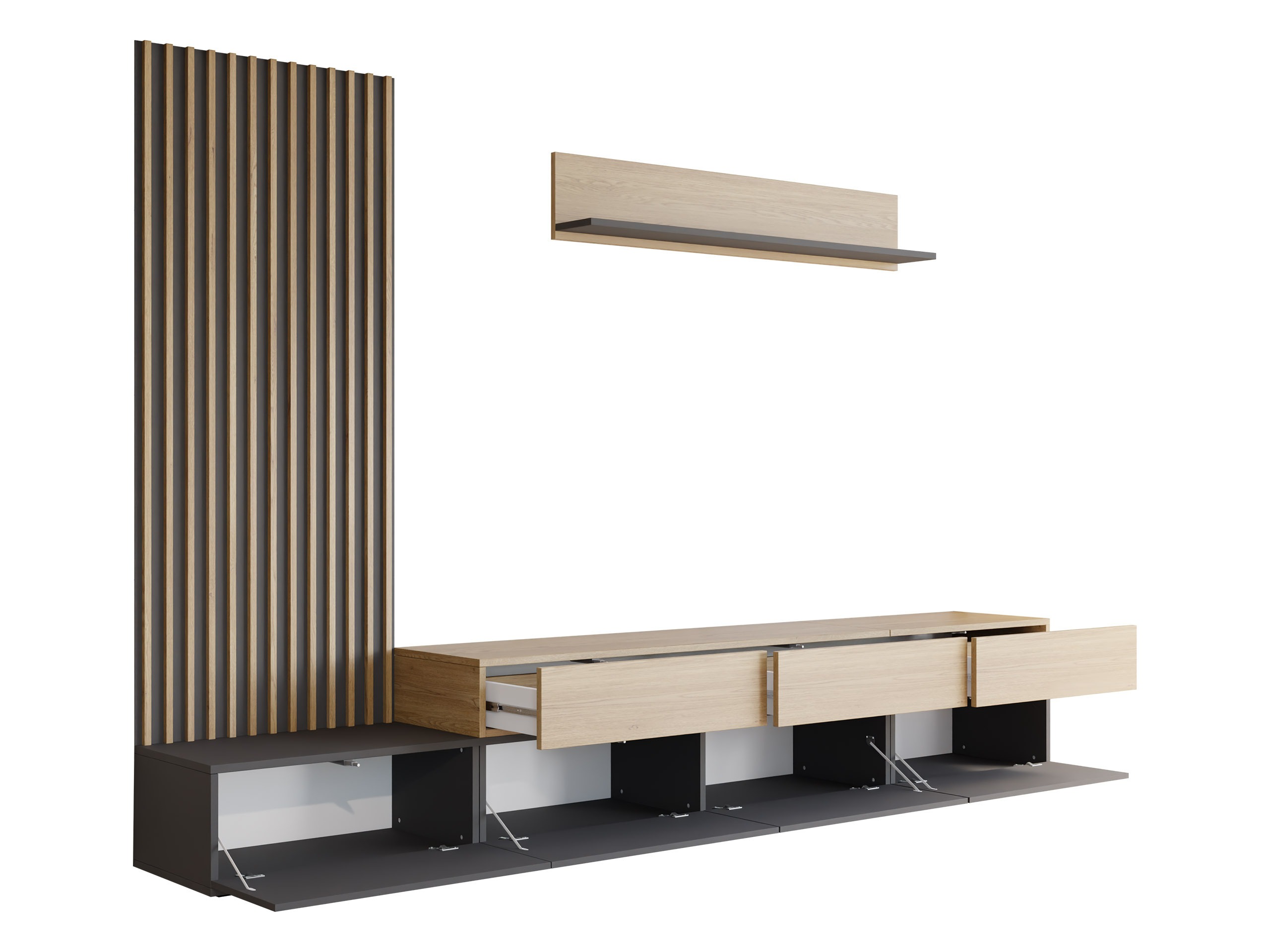 Conjunto de salón Comfivo Munium II (Blanco + Roble)