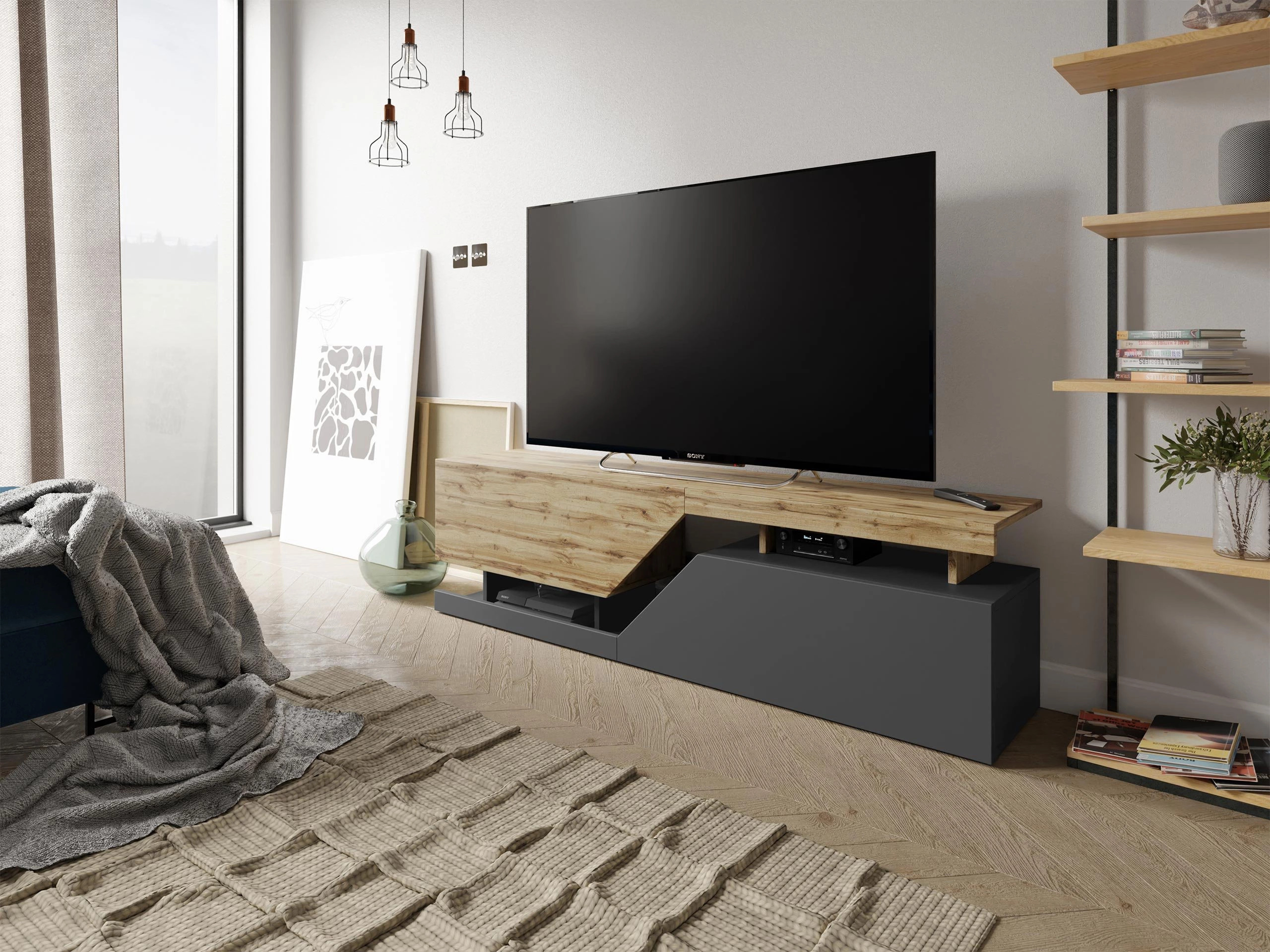 Mueble TV Comfivo Daldune 100 (Antracita + Roble wotan)