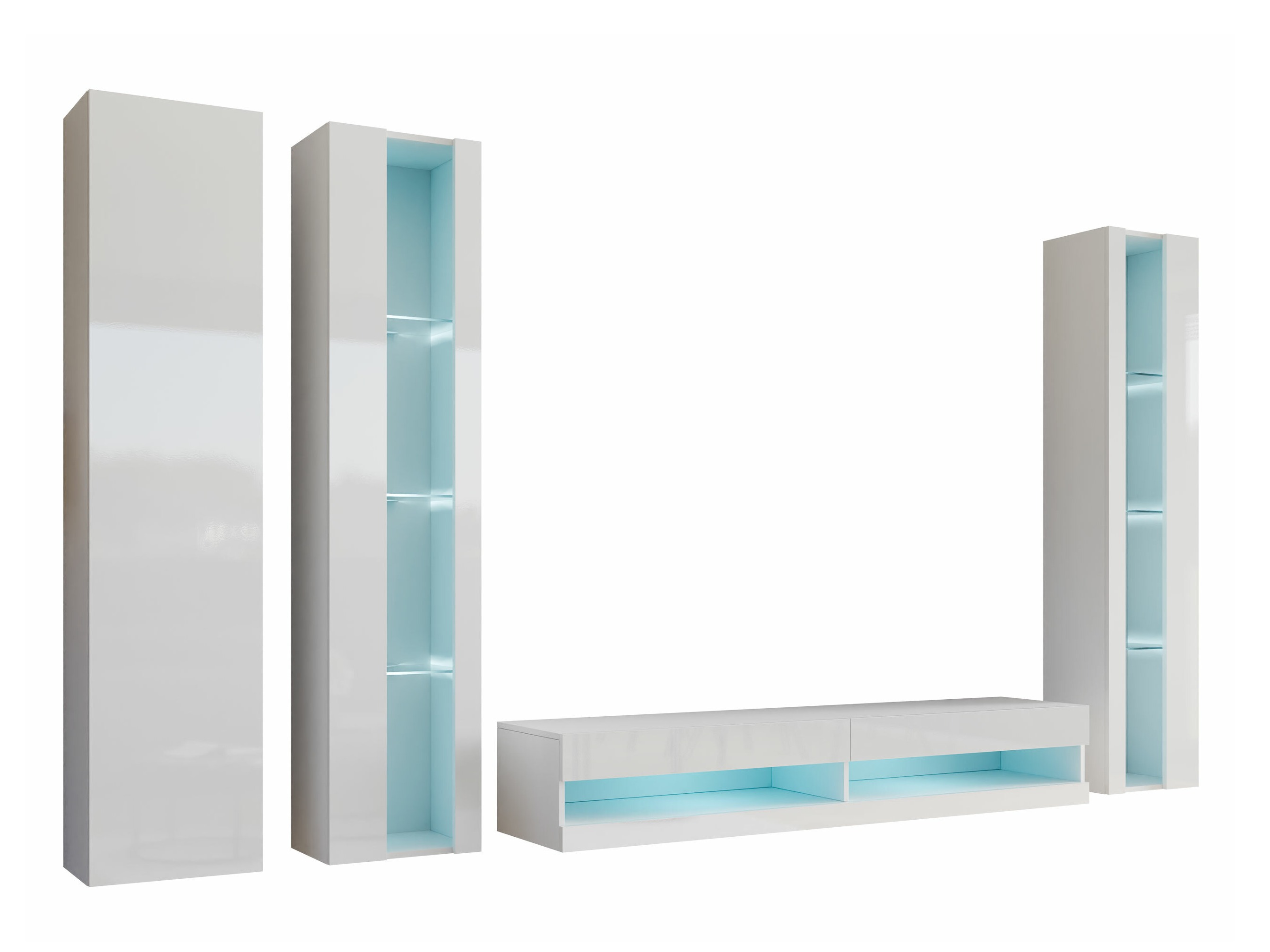 Conjunto de salón Venenou 116 (Blanco + Blanco brillante)