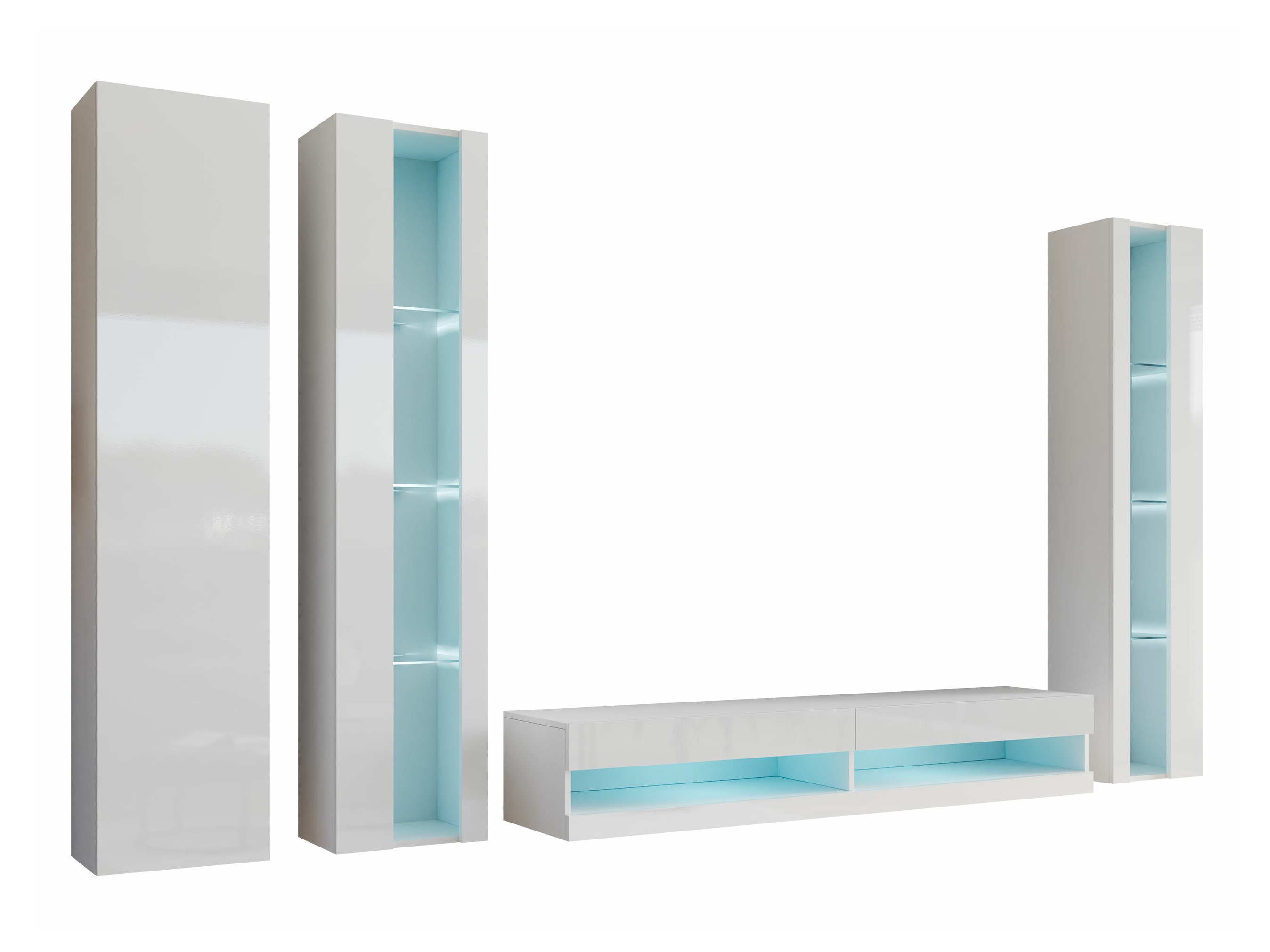 Conjunto de salón Venenou 116 (Blanco + Blanco brillante)