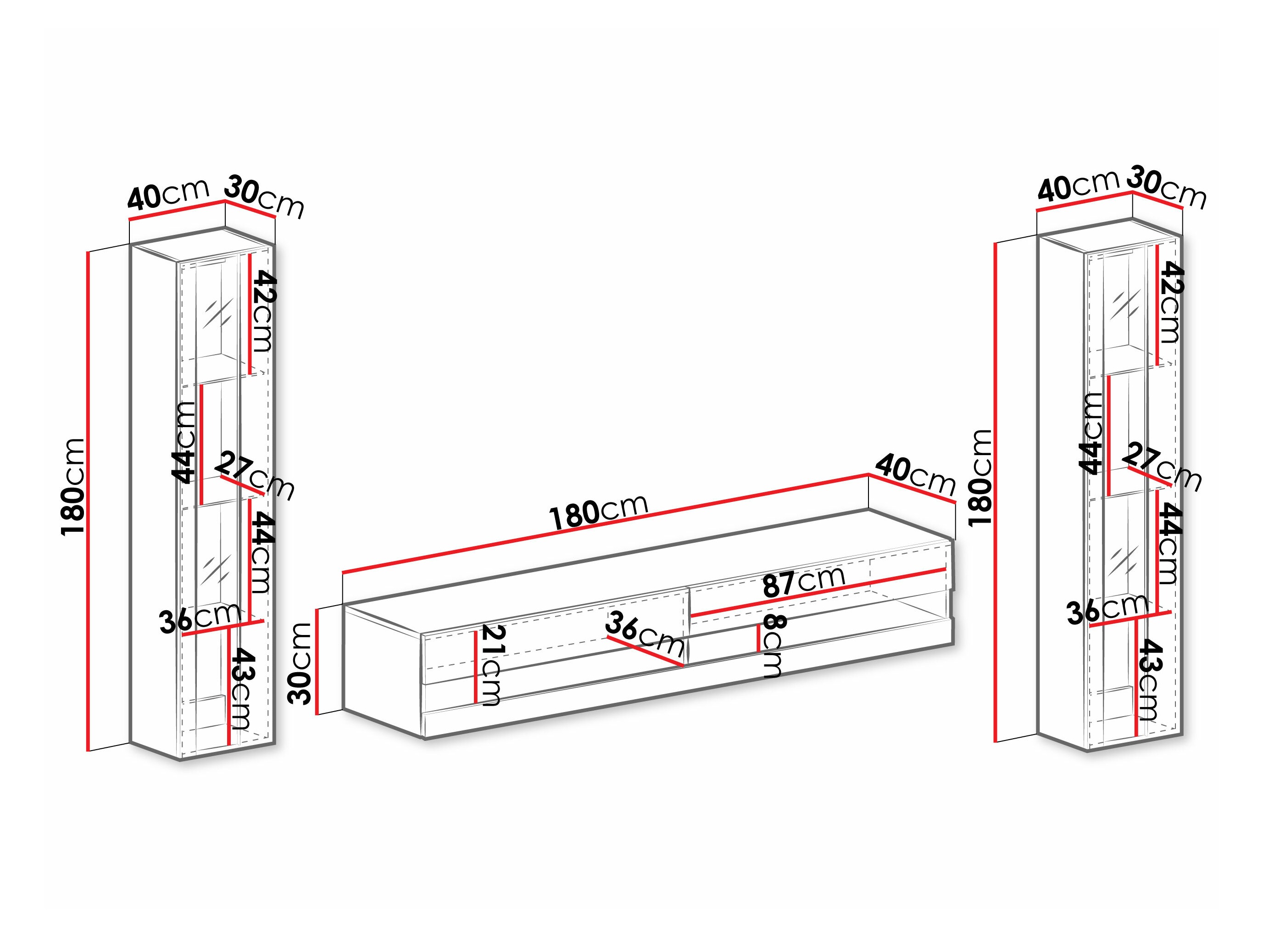 Conjunto de salón Vilrin V (Blanco + Blanco brillante)