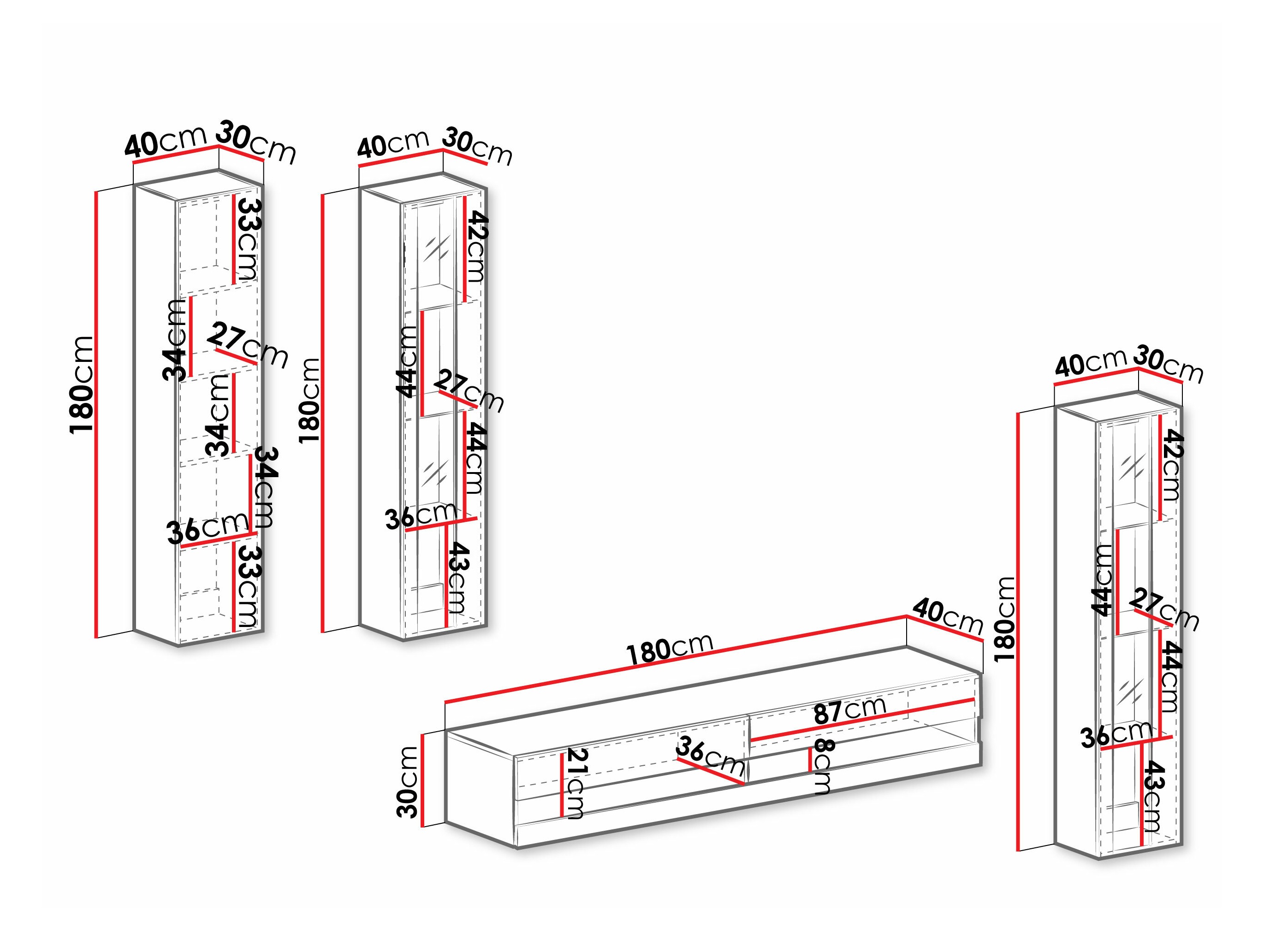 Conjunto de salón Vilrin VII (Blanco + Blanco brillante)
