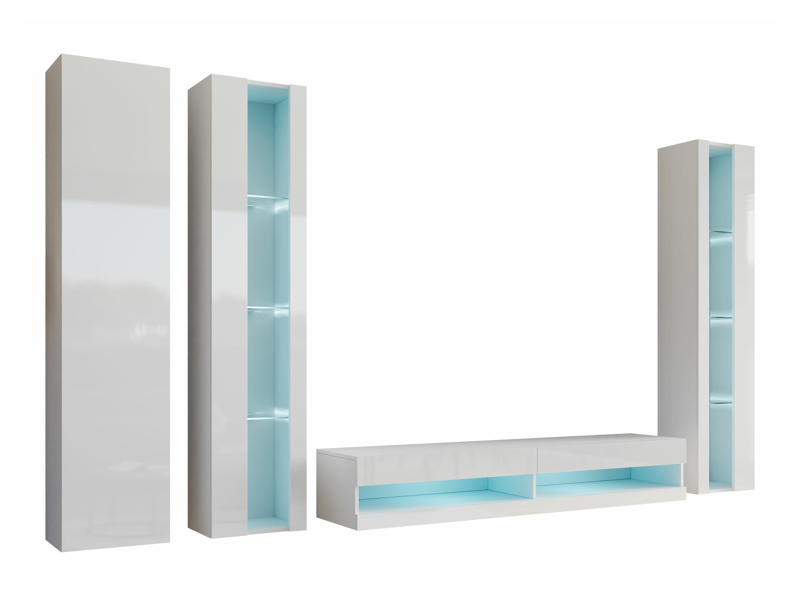 Conjunto de salón Vilrin VII (Blanco + Blanco brillante)