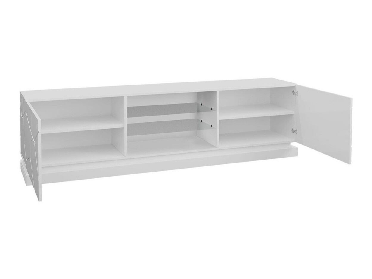 Mueble TV Charlotte 128 (Blanco + Blanco brillante)
