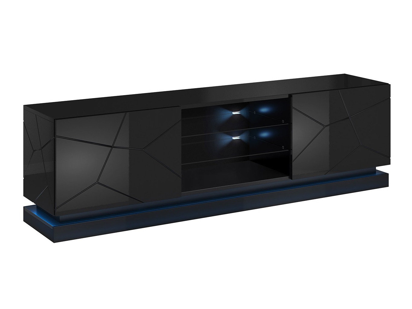 Mueble TV Linar I (Negro + Negro brillante)