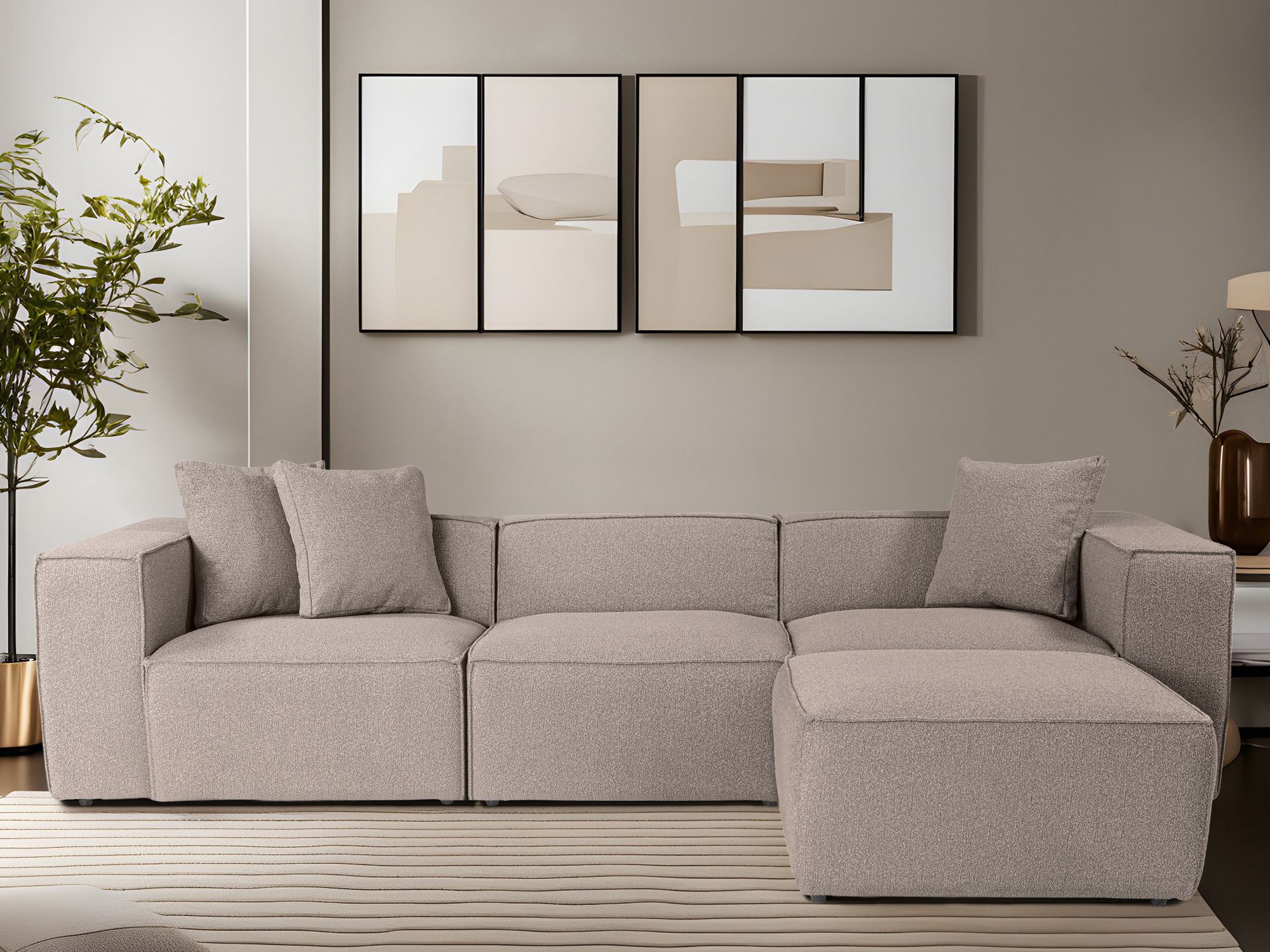 Sofá rinconero modular Fivsoi 102 (Beige)