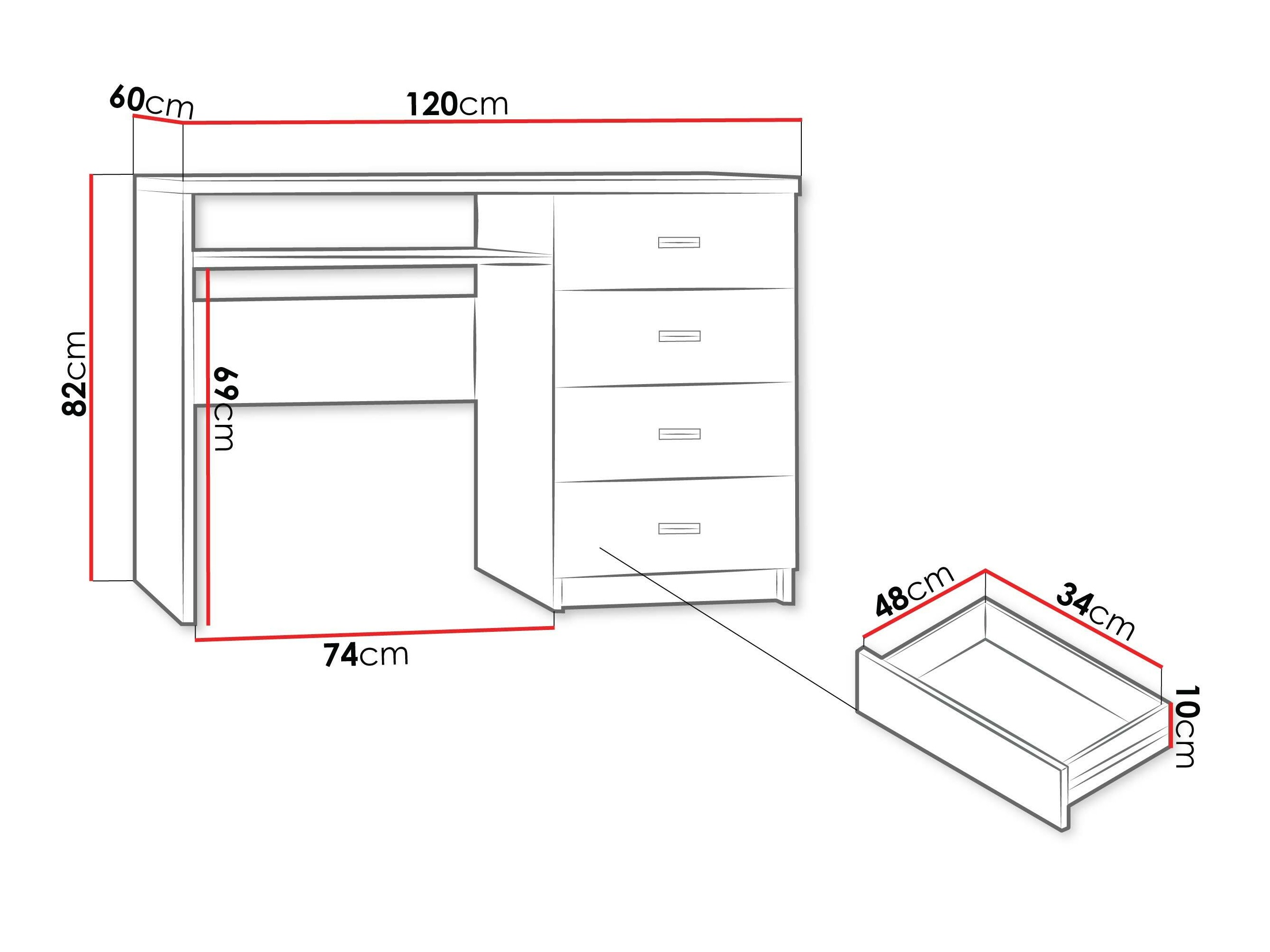 Mesa de oficina Serfeno 114 (Kraft Blanco)
