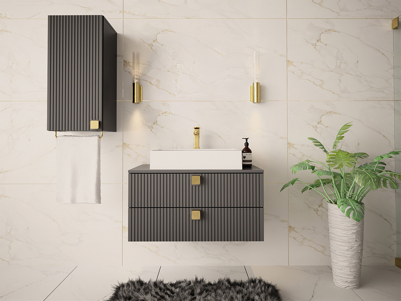 Armario colgante para baño Orlvera 101 (Gris)