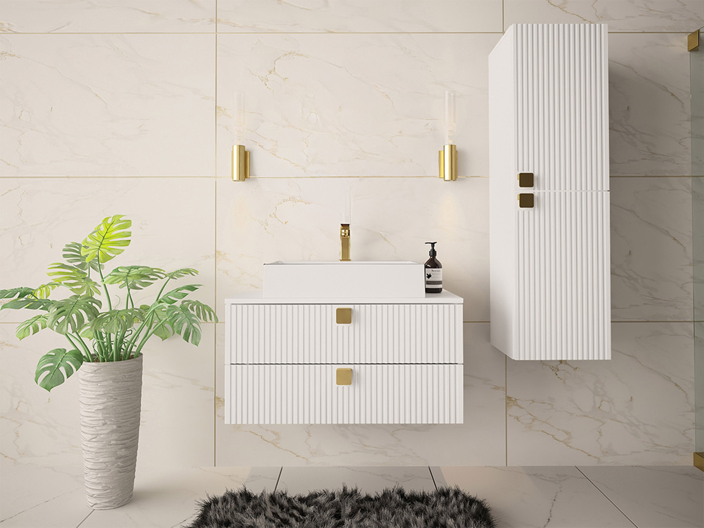 Conjunto de mueble de baño Panium (Blanco)