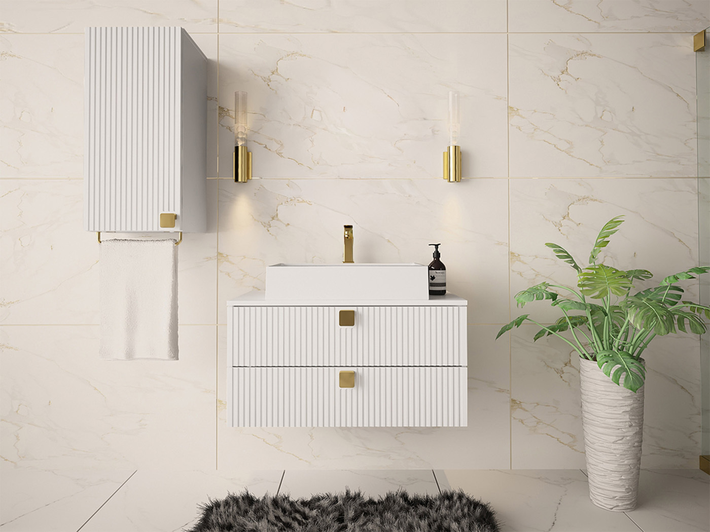 Conjunto de mueble de baño Panium I (Blanco)