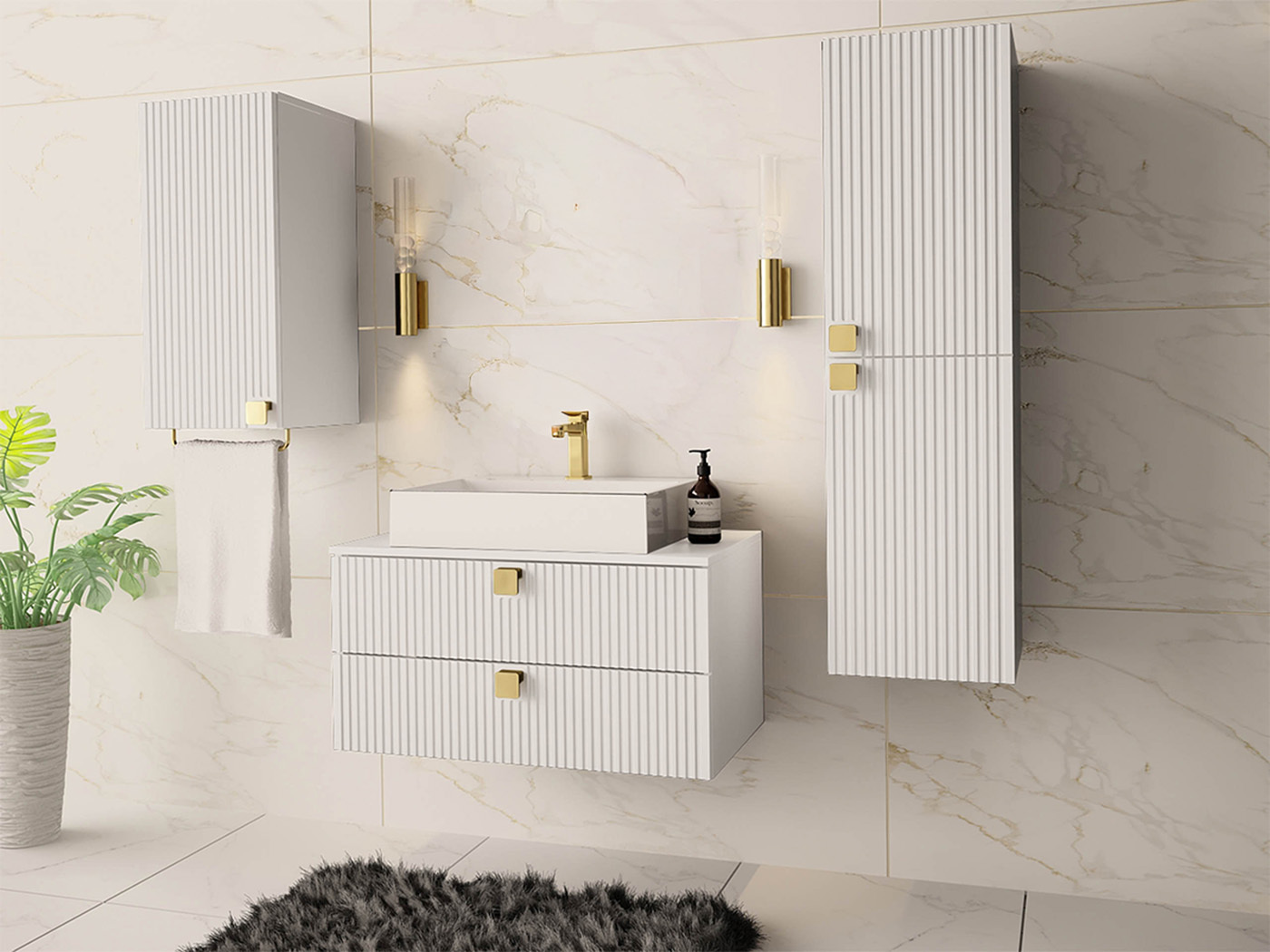Conjunto de mueble de baño Panium II (Blanco)