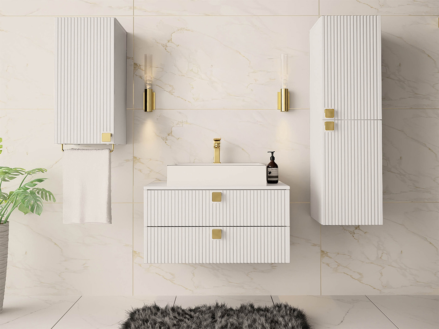 Conjunto de mueble de baño Panium II (Blanco)