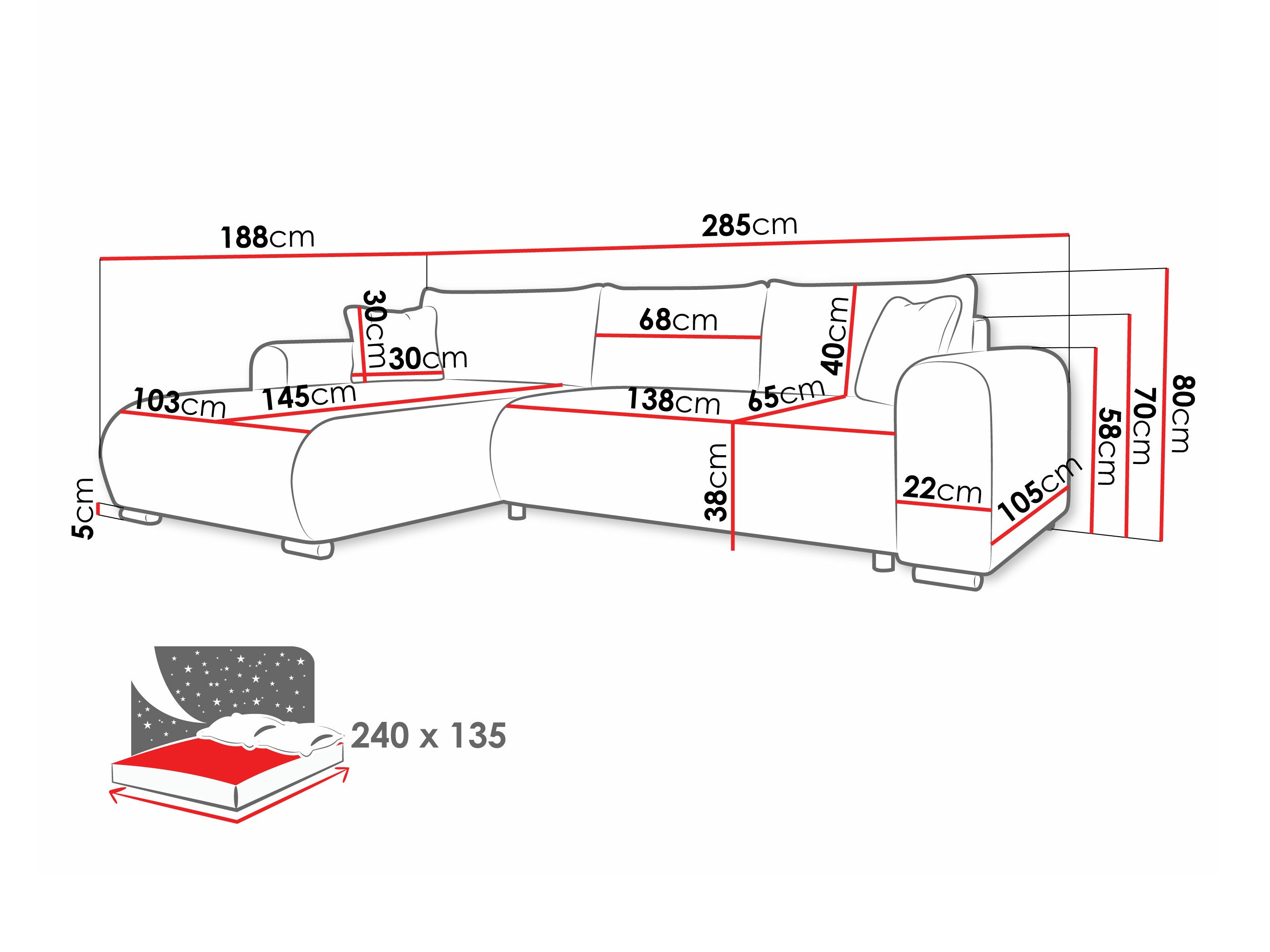 Sofá rinconero Comfivo 410 (Poso 135)