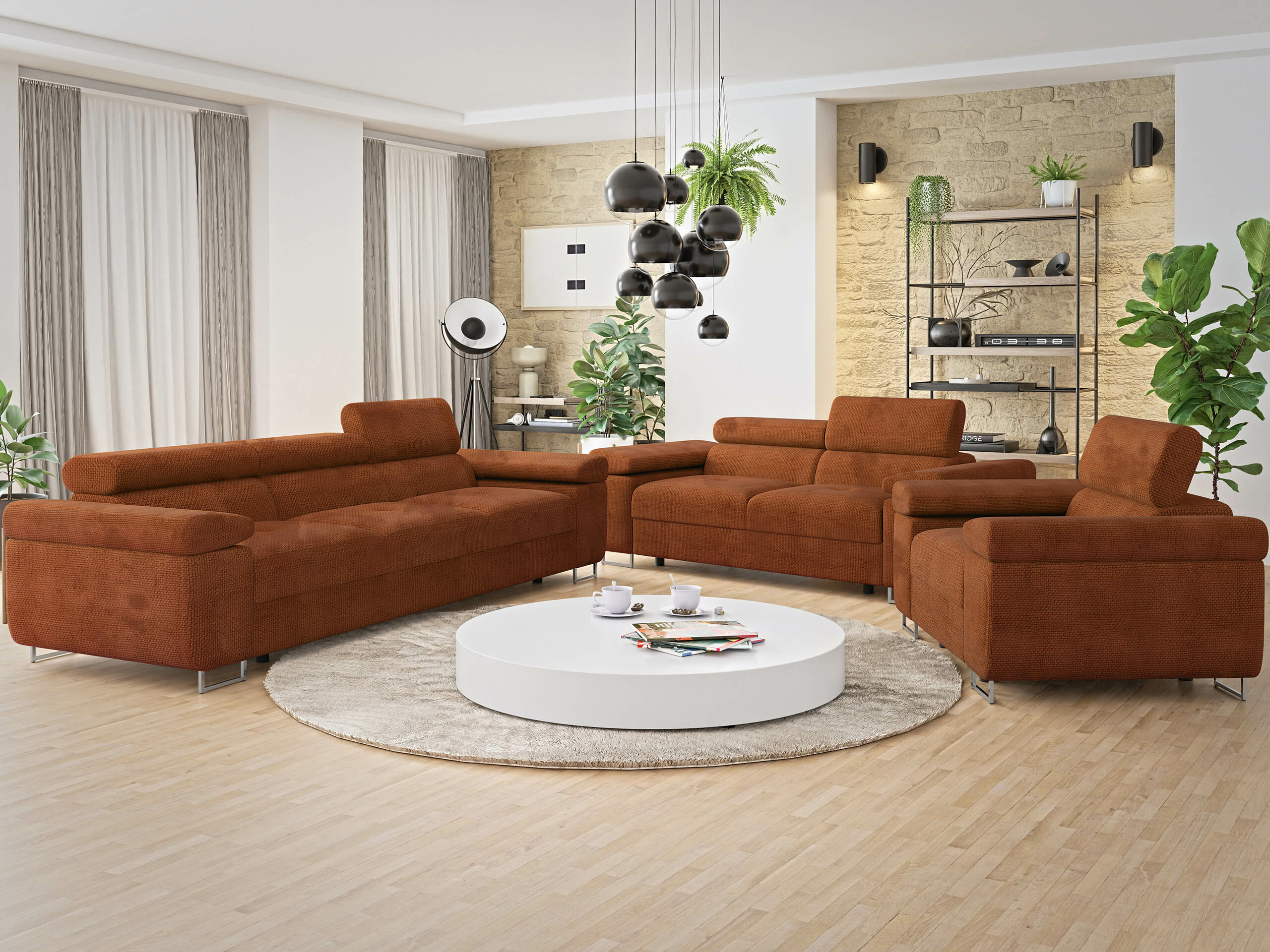 Conjunto de muebles tapizado Comfivo Eliferu 107 (Flow 09)