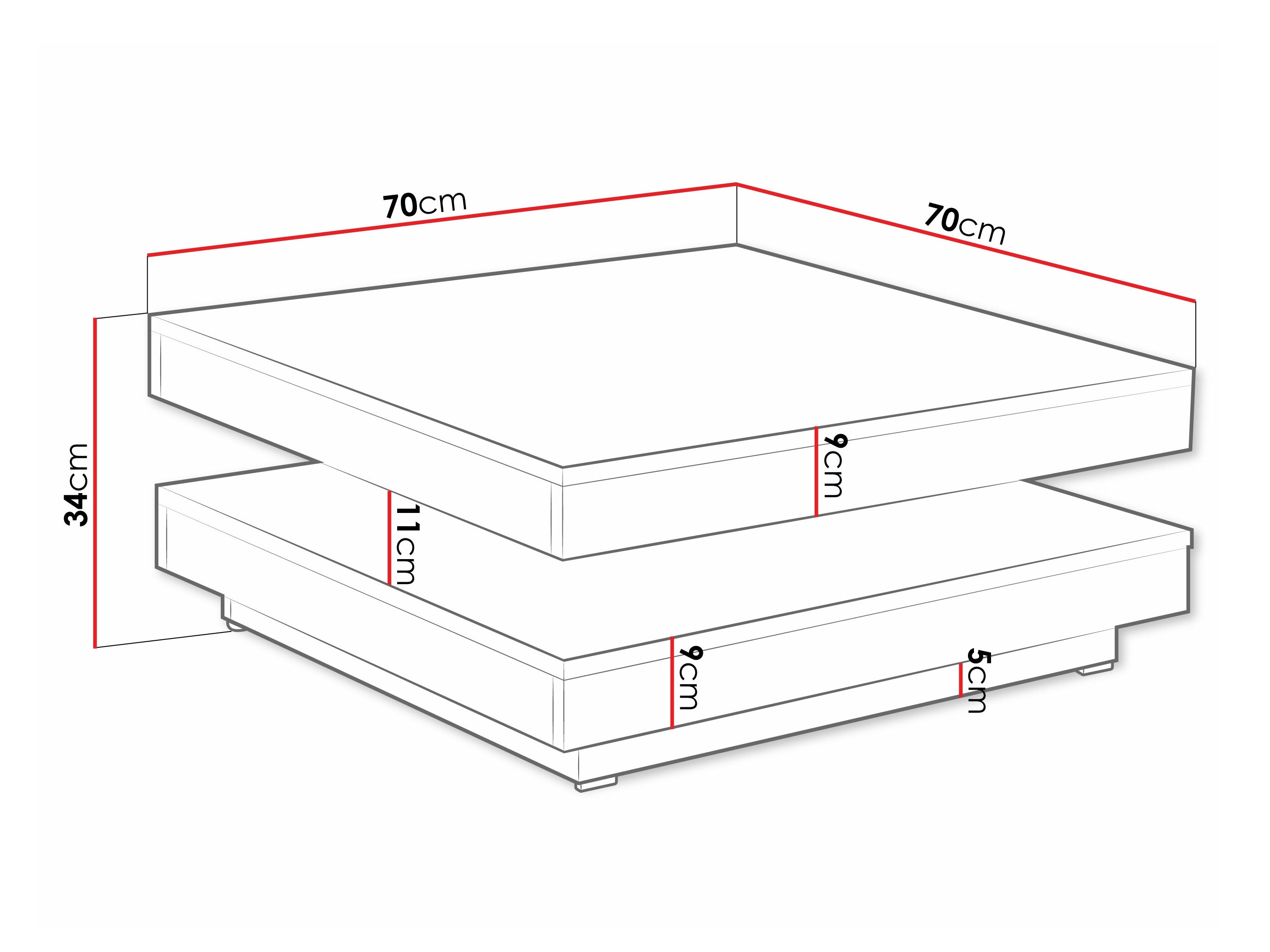 Mesa de centro convertible Comfivo Pisces (Grafito + Roble wotan)