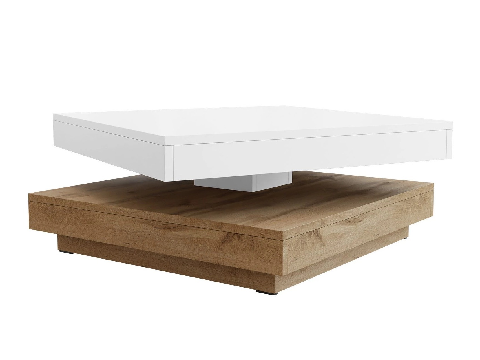 Mesa de centro convertible Comfivo Pisces (Roble wotan + Blanco)