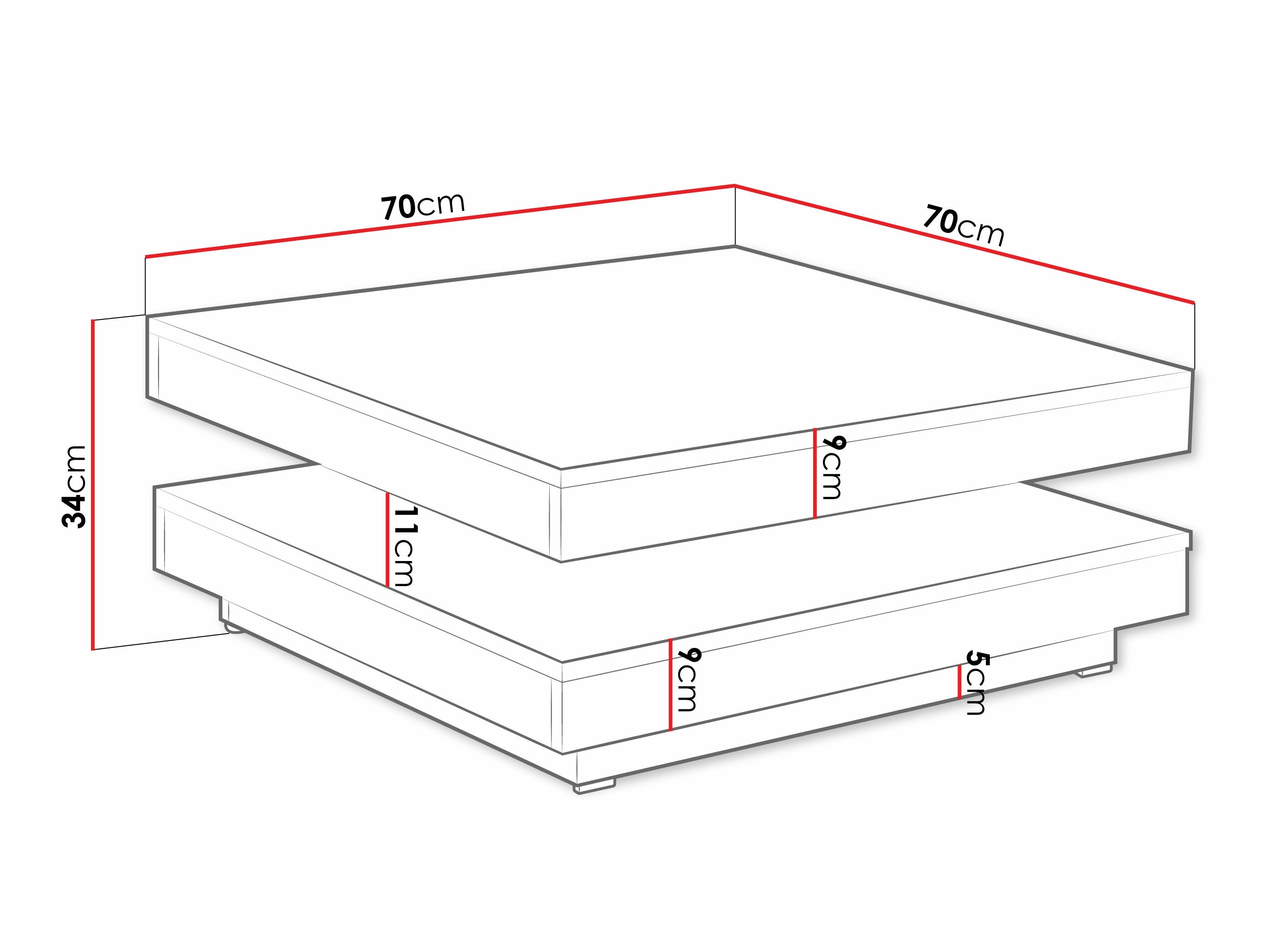 Mesa de centro convertible Comfivo Pisces (Roble wotan + Blanco)