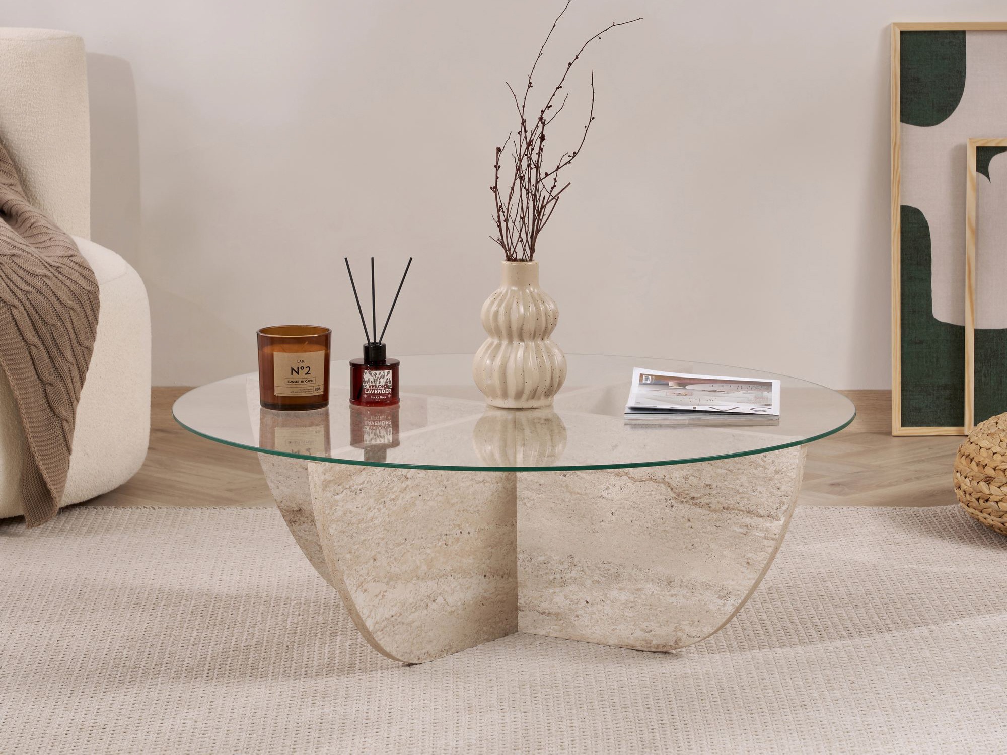 Mesa de centro Novato 140 (Travertino claro)