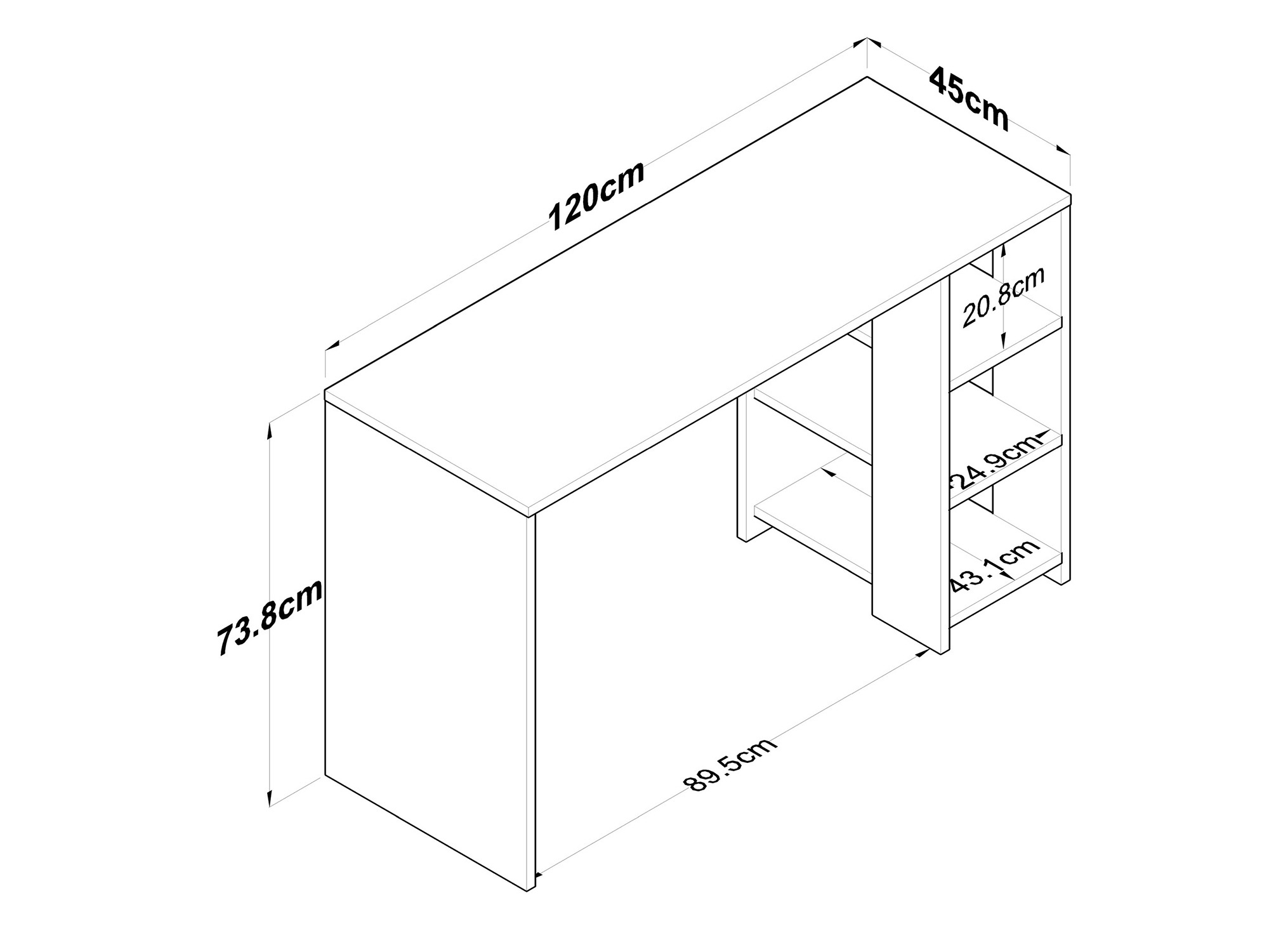 Mesa de oficina Catdelu 109 (Blanco + Nogal)