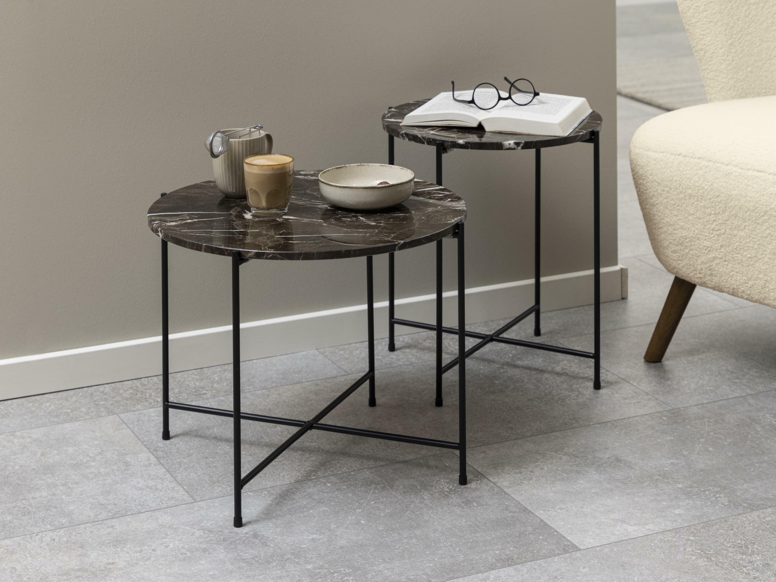 Mesa auxiliar Norsica 608 (Mármol marrón + Negro)