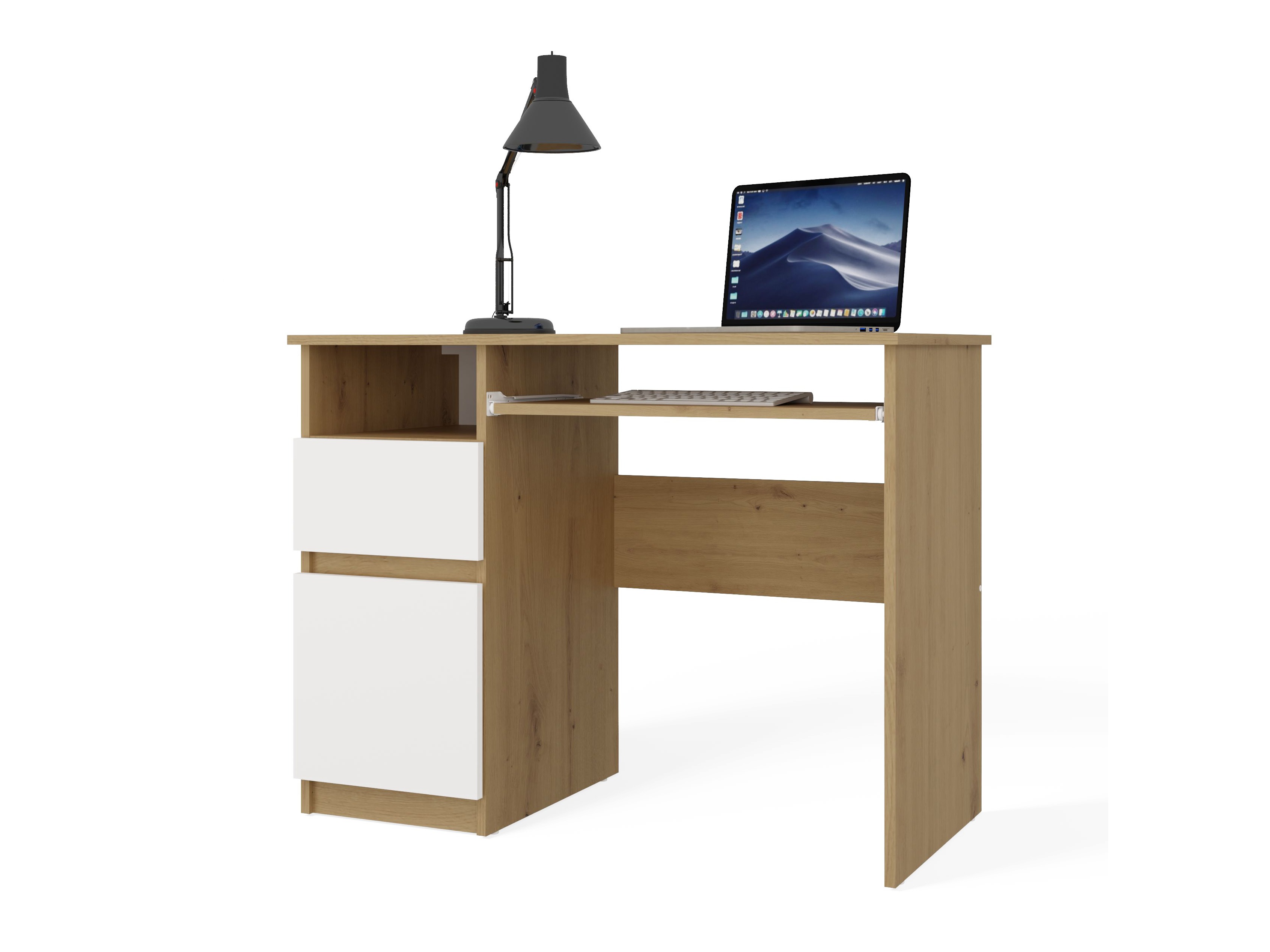 Mesa de oficina Mandeville 269 (Roble Artisan + Blanco)