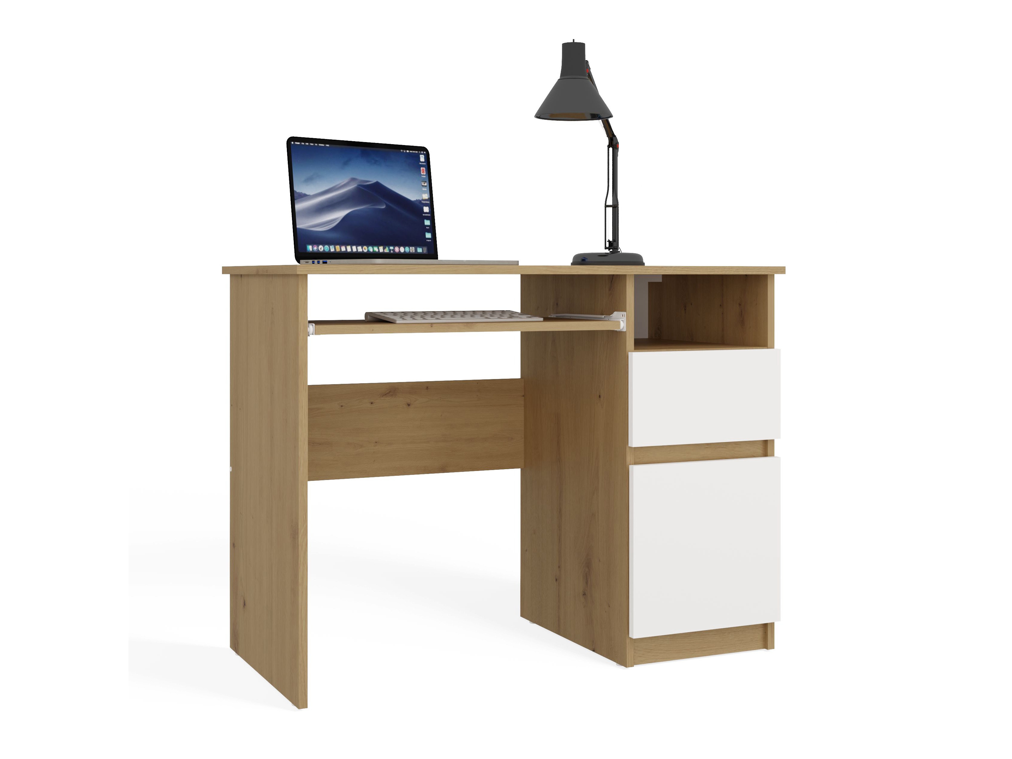 Mesa de oficina Mandeville 269 (Roble Artisan + Blanco)