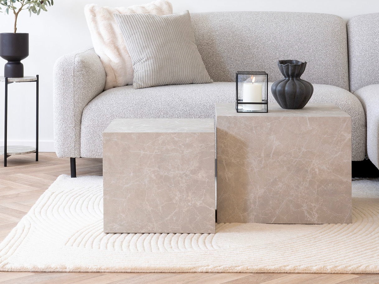 Conjunto mesa de centro Catavie 103 (Beige + Mármol gris)