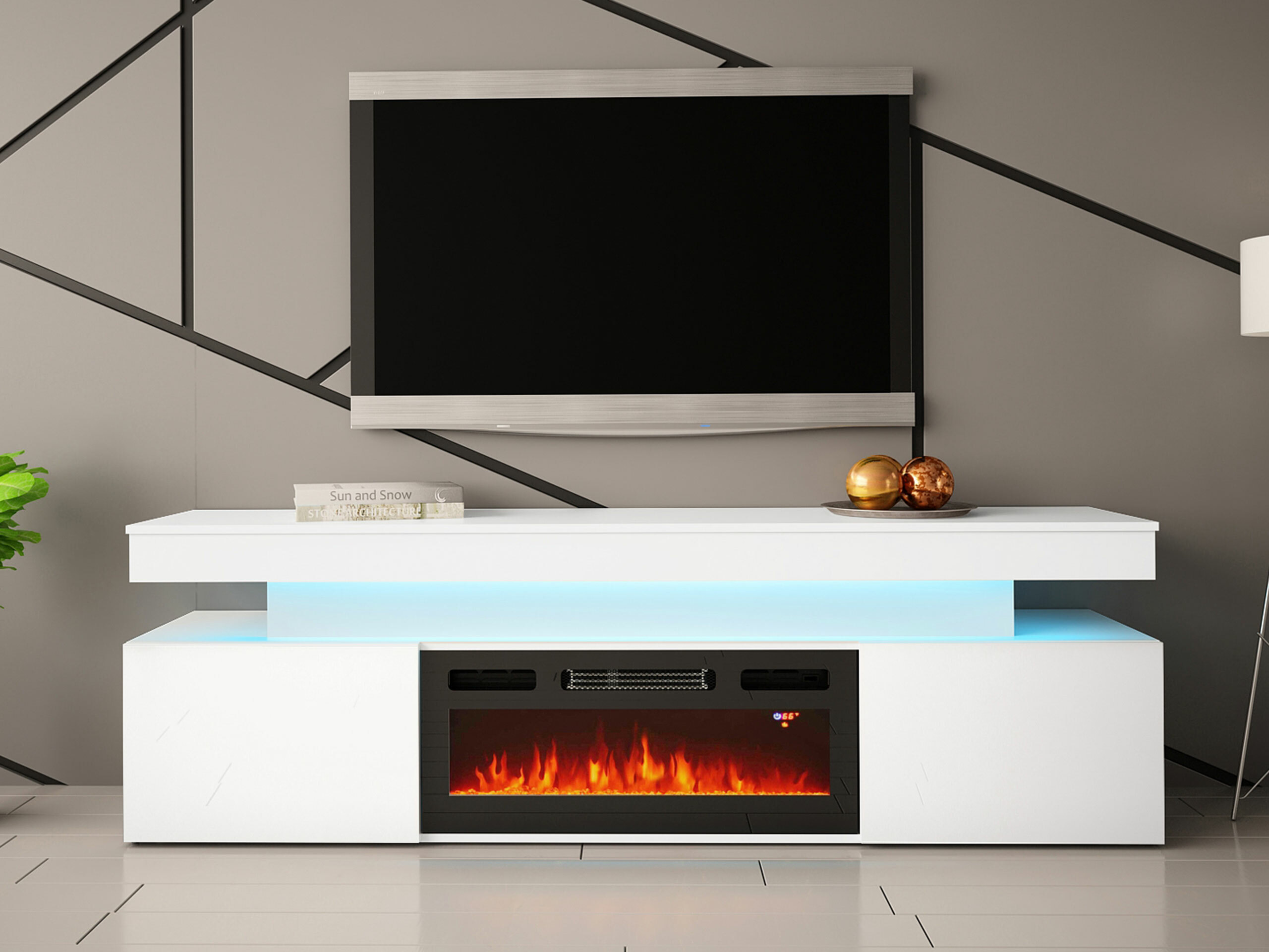 Mueble TV Monfero 104 (Blanco + Blanco brillante)