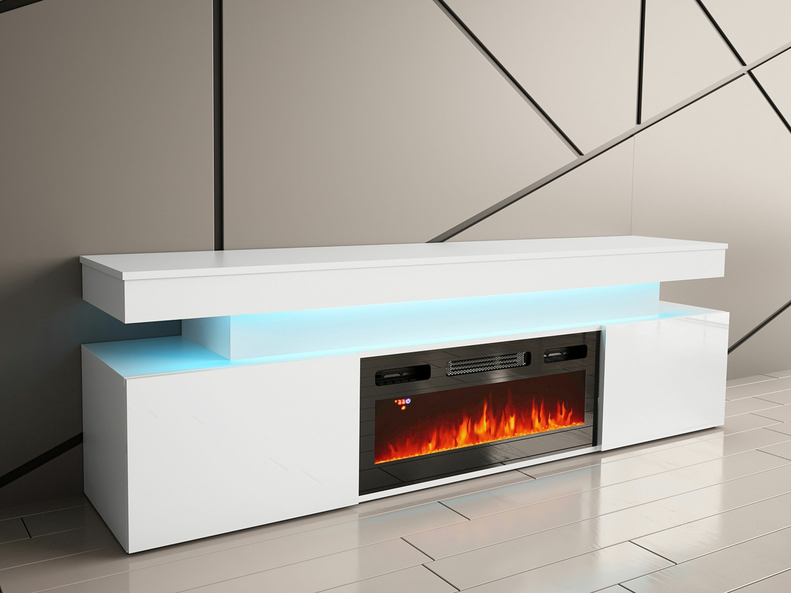 Mueble TV Monfero 104 (Blanco + Blanco brillante)