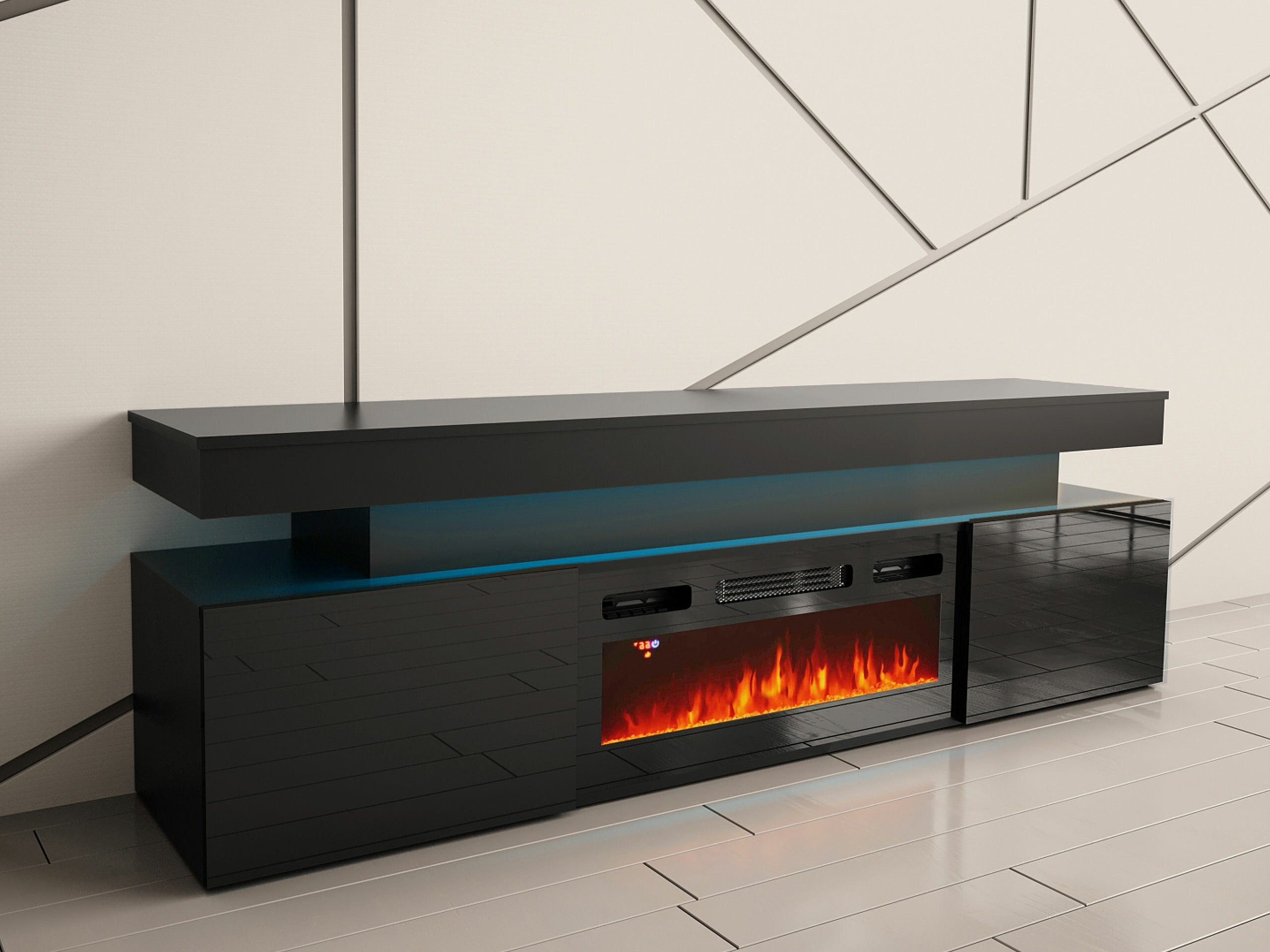 Mueble TV Monfero 104 (Negro + Negro brillante)