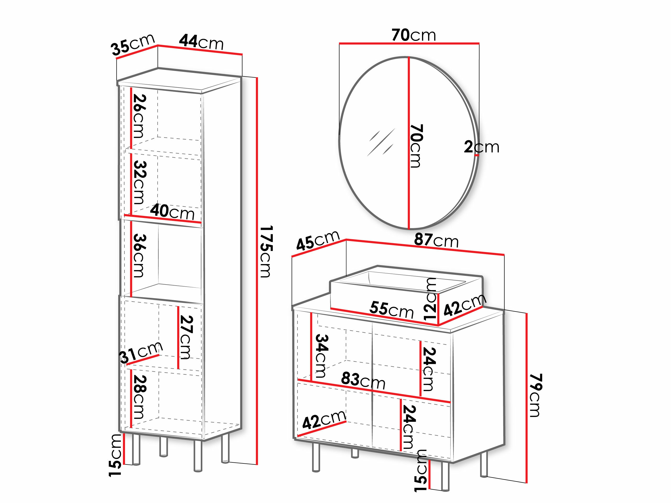 Conjunto de mueble de baño Decus III (Cachemira)