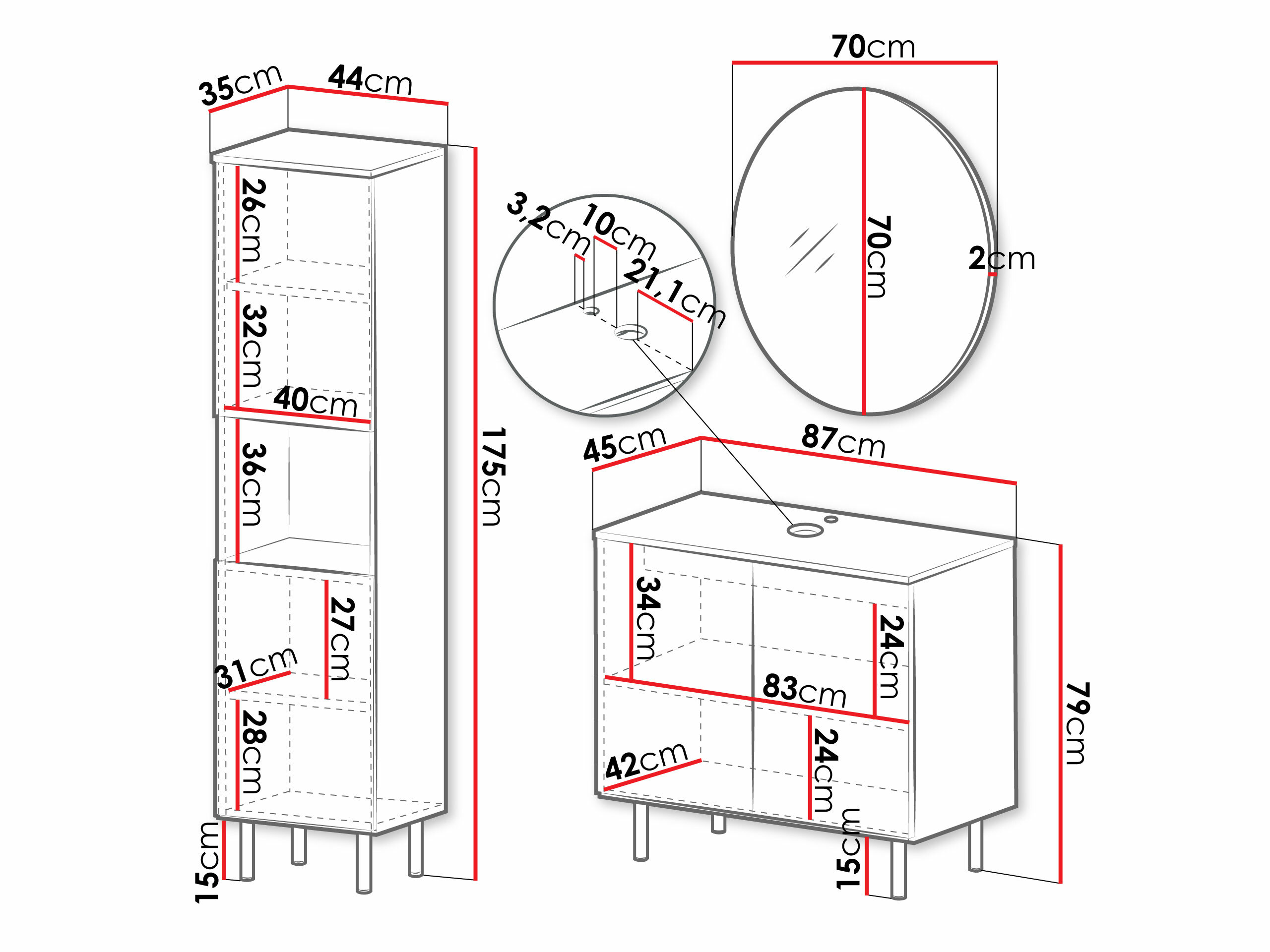 Conjunto de mueble de baño Decus III (Cachemira)