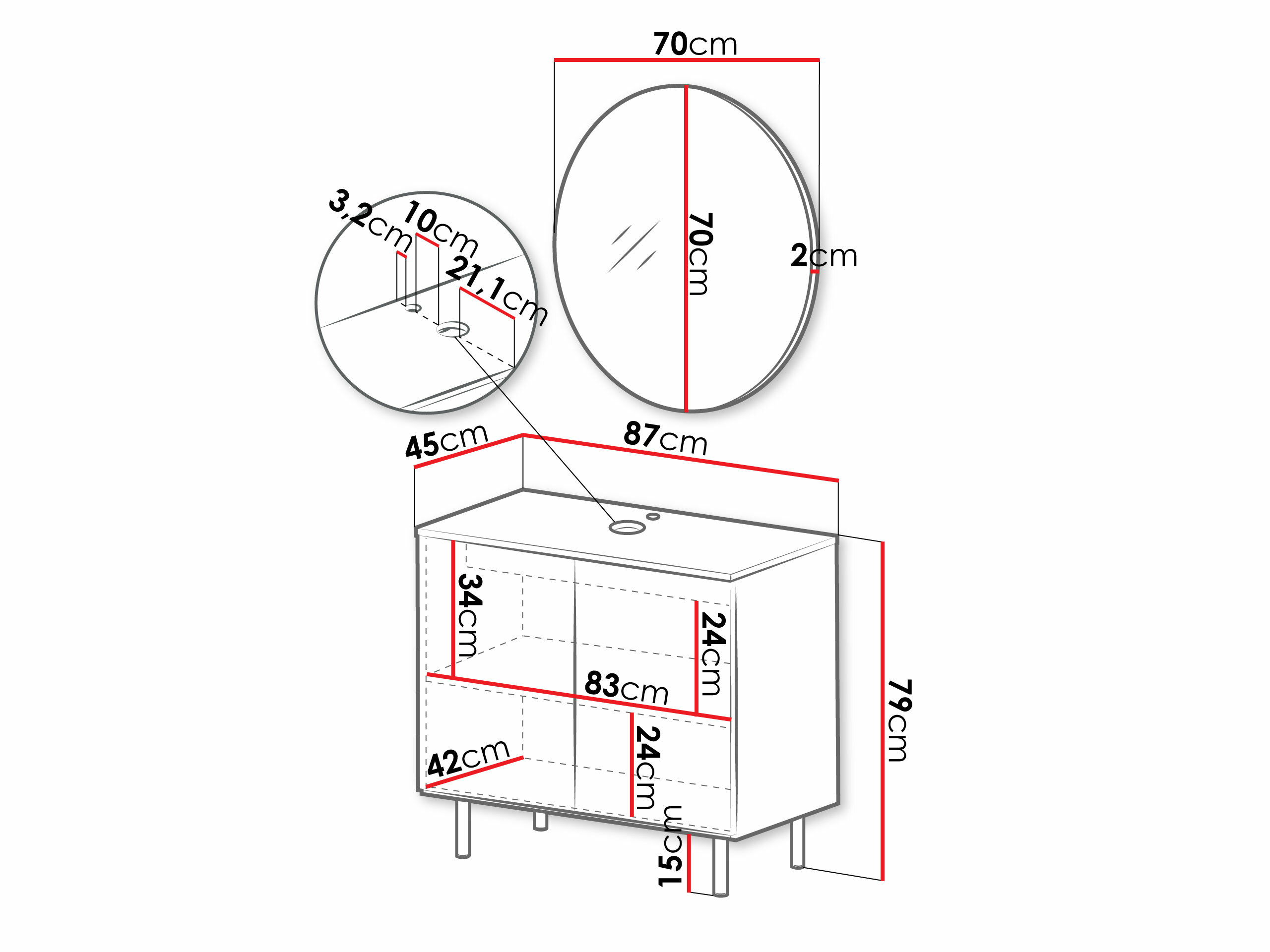 Conjunto de mueble de baño Virdomi 110 (Cachemira)