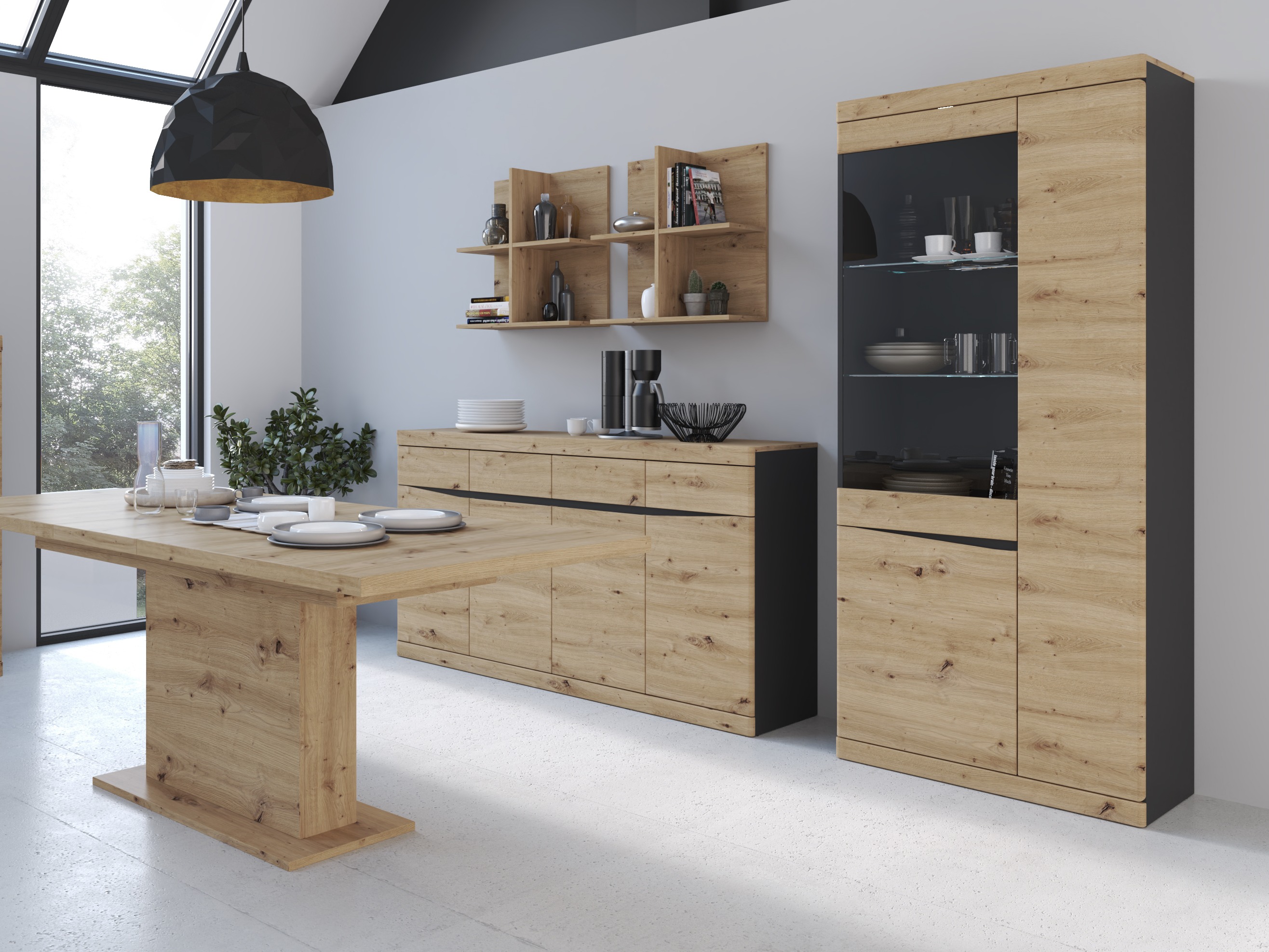 Estantería Venlori 128 (Antracita + Roble Artisan)