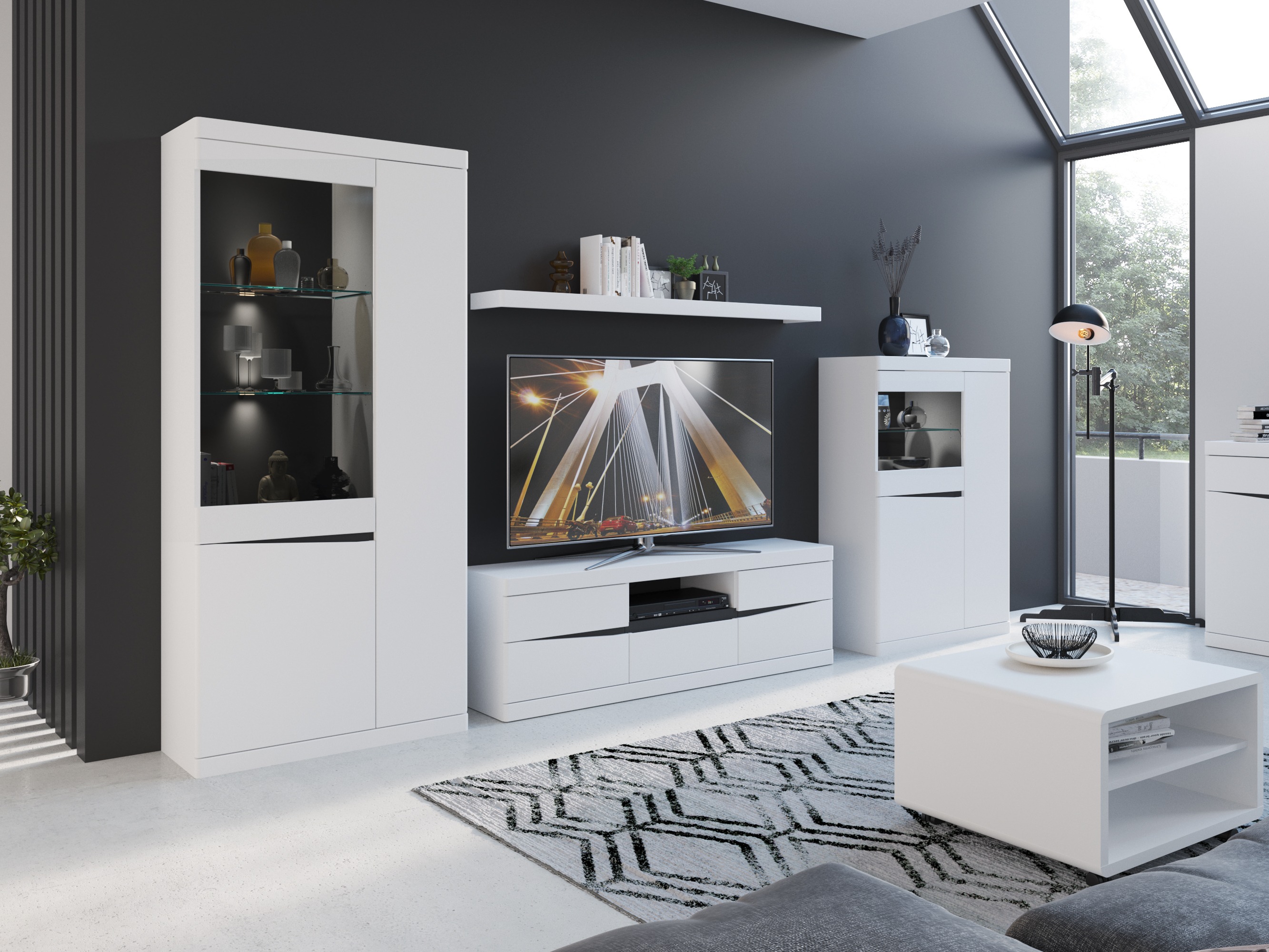 Estantería Venlori 129 (Blanco + Grafito)