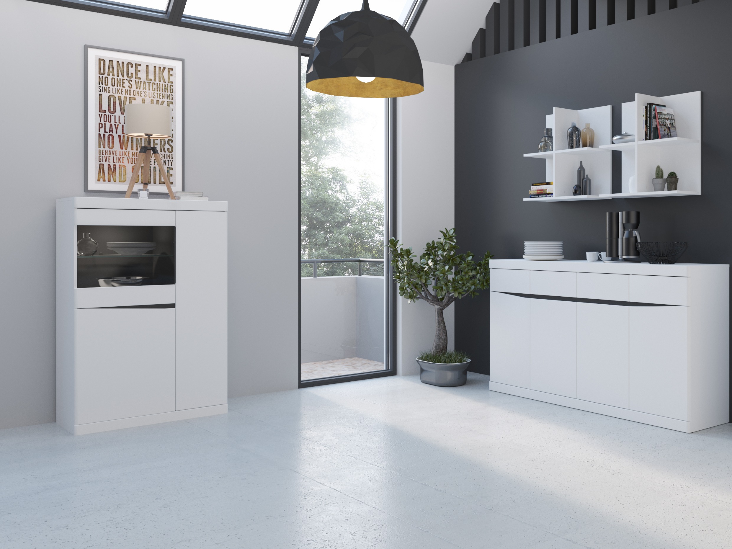 Estantería Venlori 129 (Blanco + Grafito)