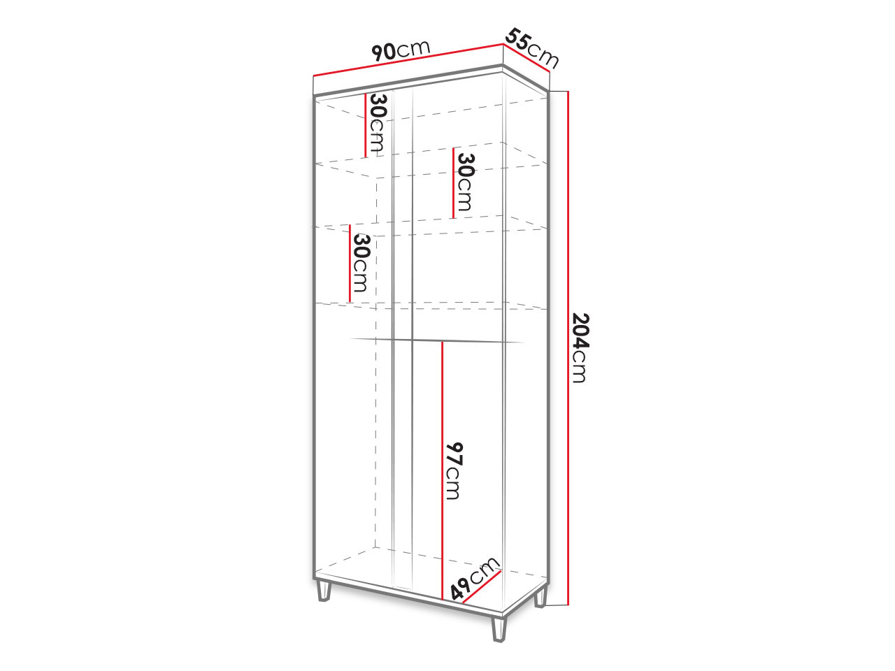 Armario Florem (Blanco + Blanco brillante + Luminoso madera)