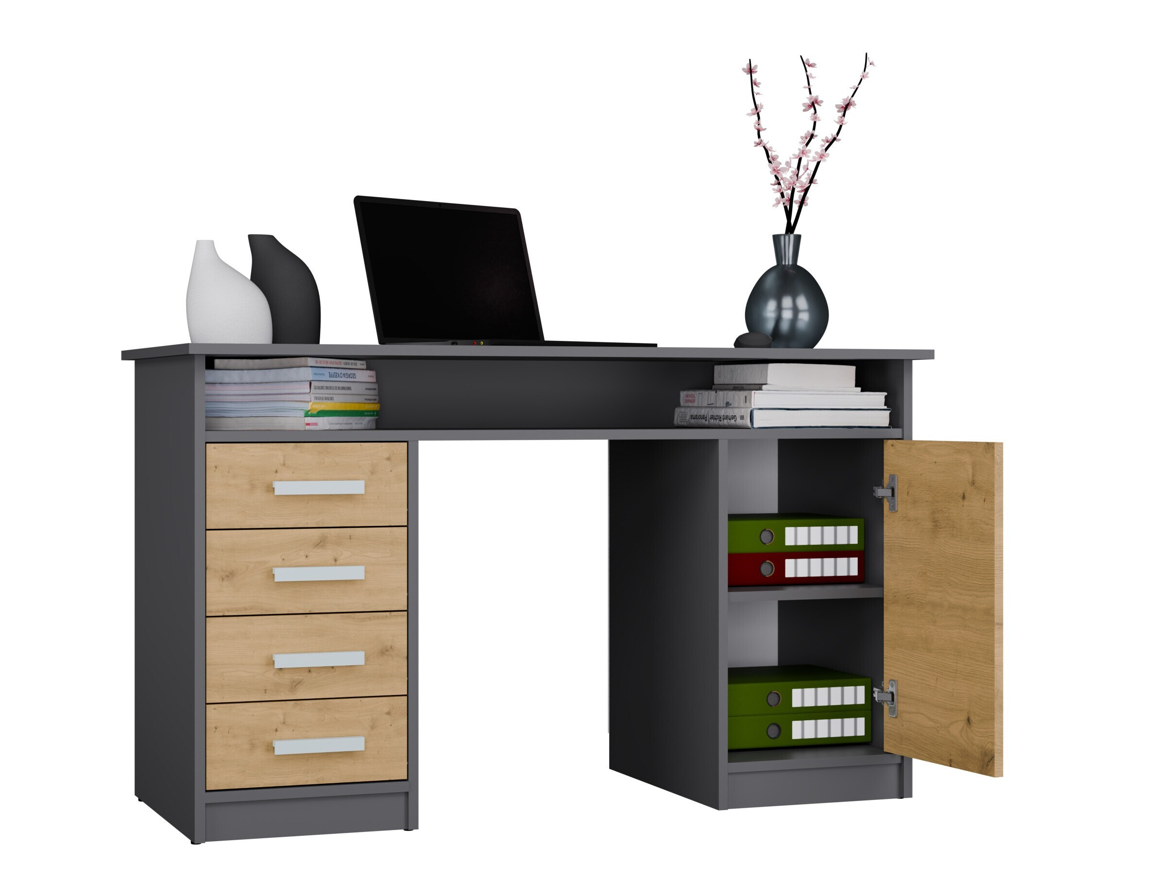 Mesa de oficina Mandeville 329 (Roble Artisan + Antracita)