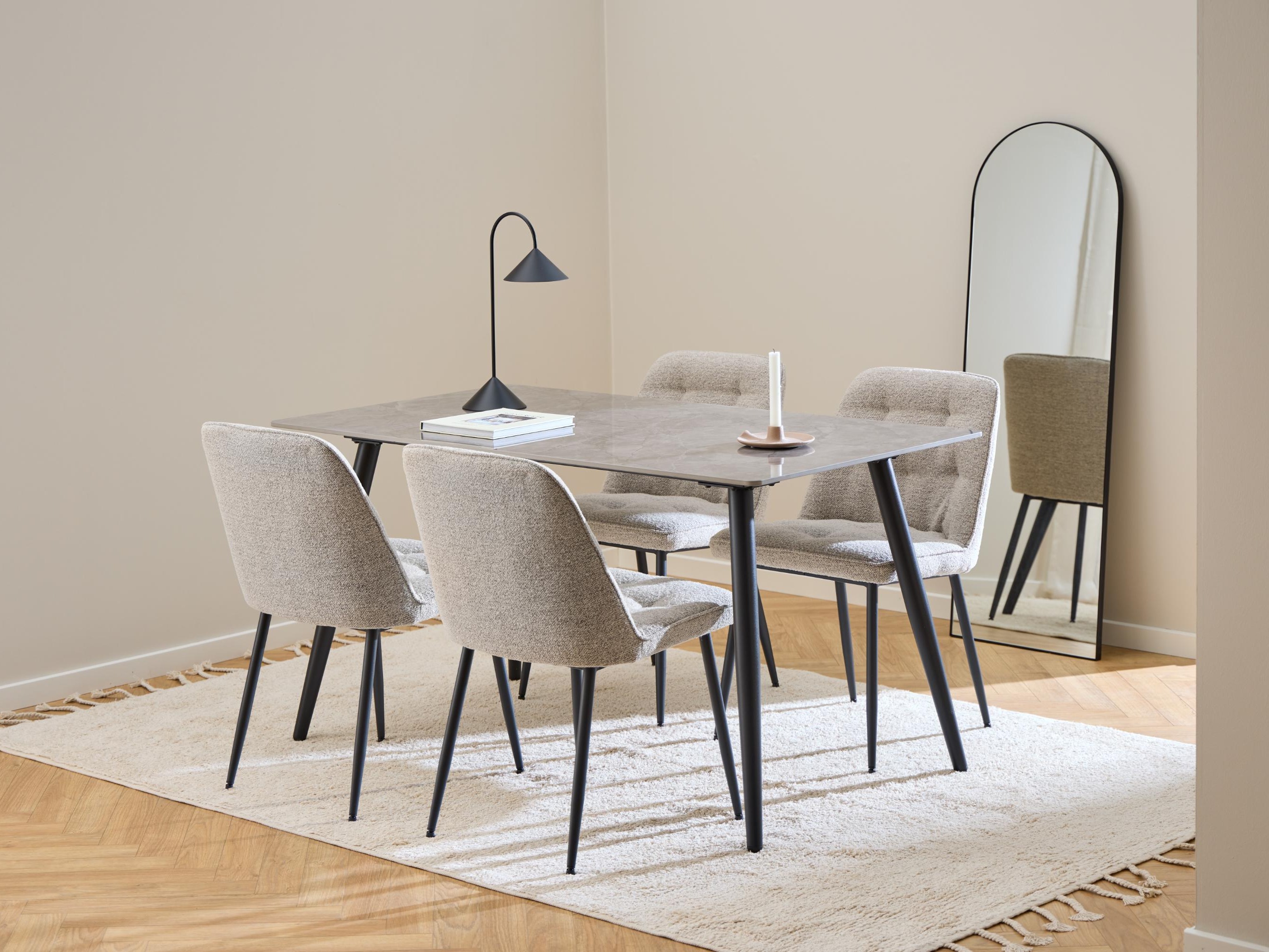 Conjunto de mesas y sillas para comedor Norsica 1012 (Beige + Negro)