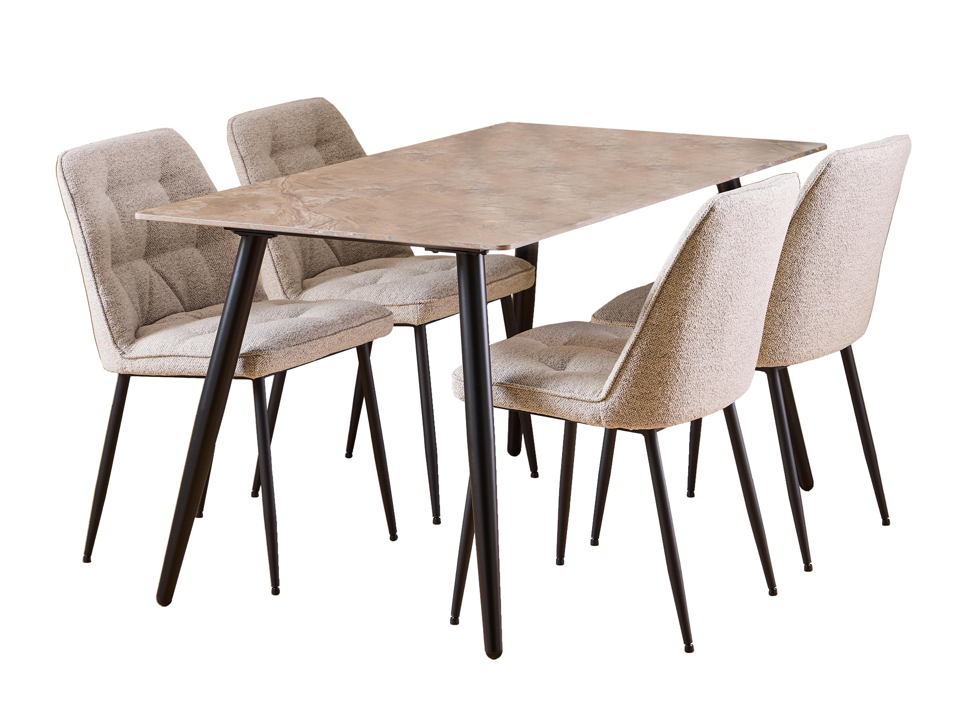 Conjunto de mesas y sillas para comedor Norsica 1012 (Beige + Negro)