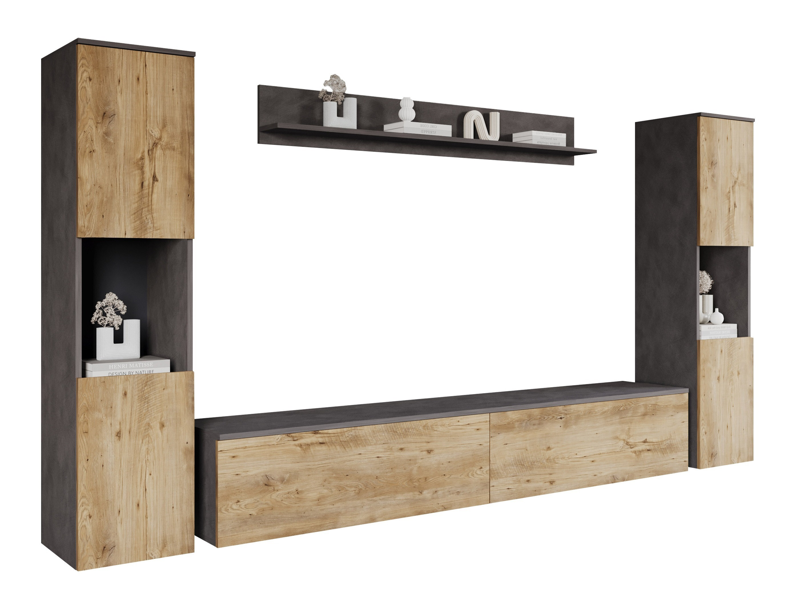 Conjunto de salón Sarasota 131 (Madera gris + Castaña)