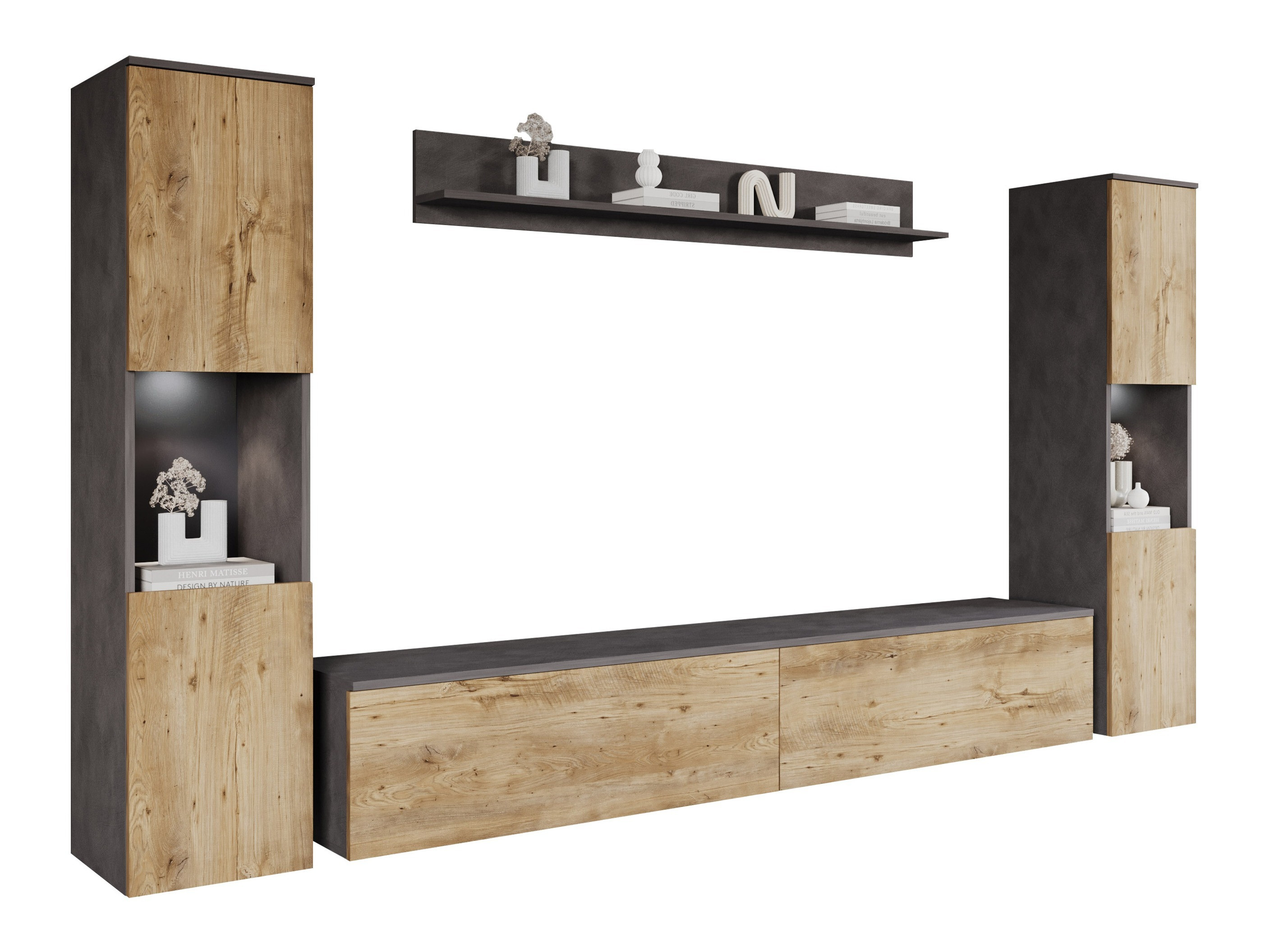 Conjunto de salón Sarasota 131 (Madera gris + Castaña)