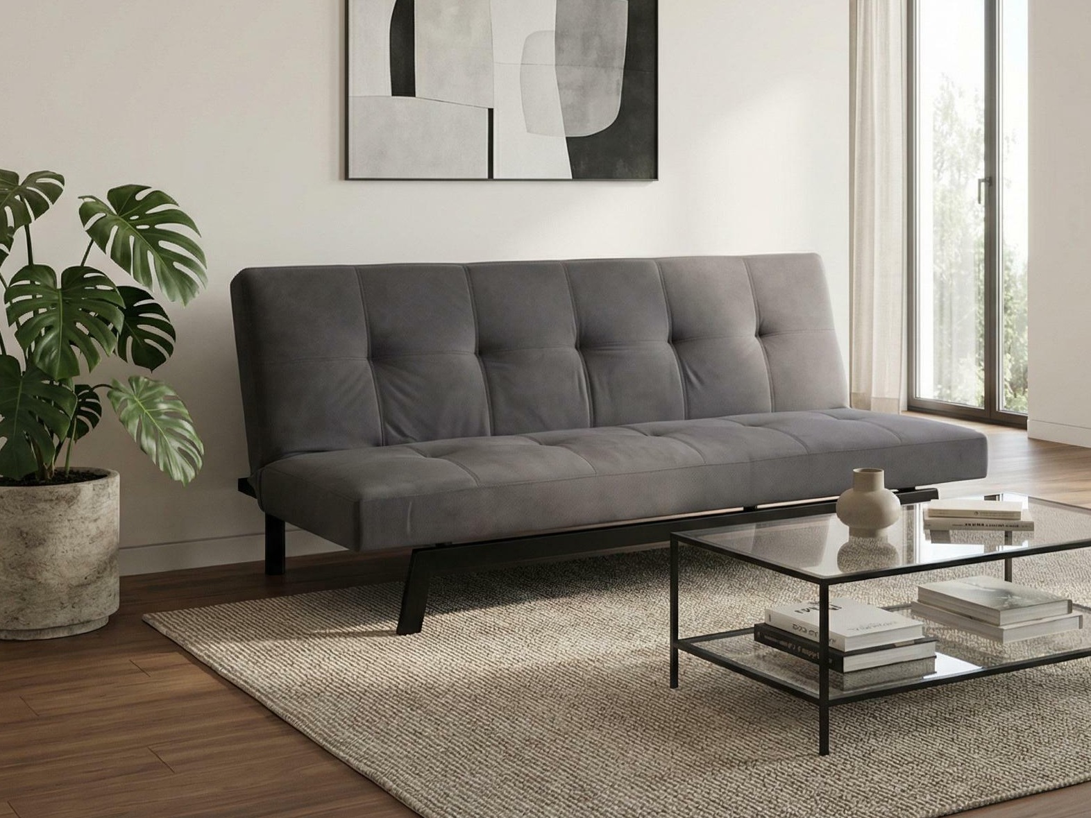 Sofá cama Dallas 1710 (Gris oscuro + Negro)