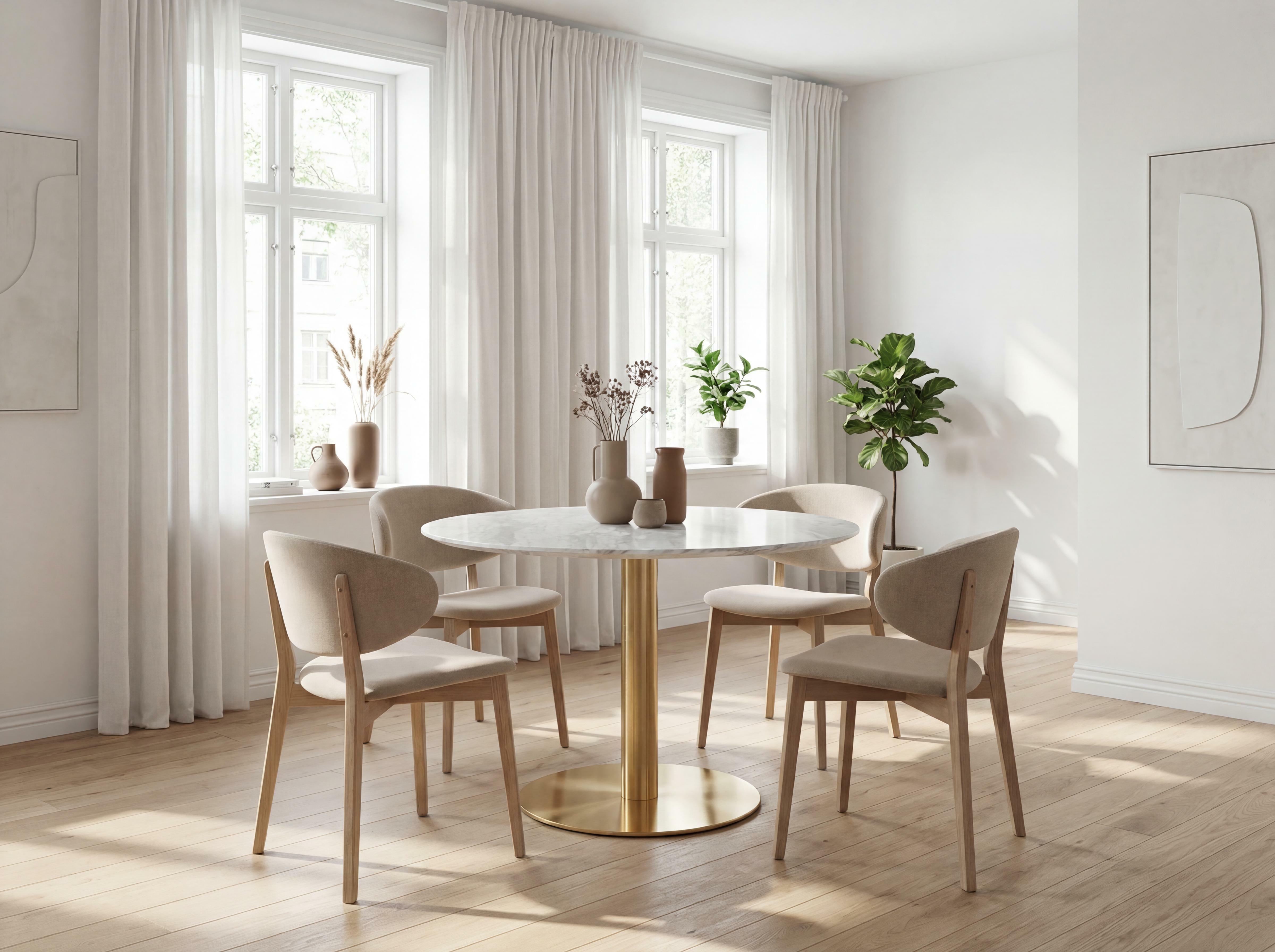 Mesa Elbelia 103 (Dorado + Mármol blanco)