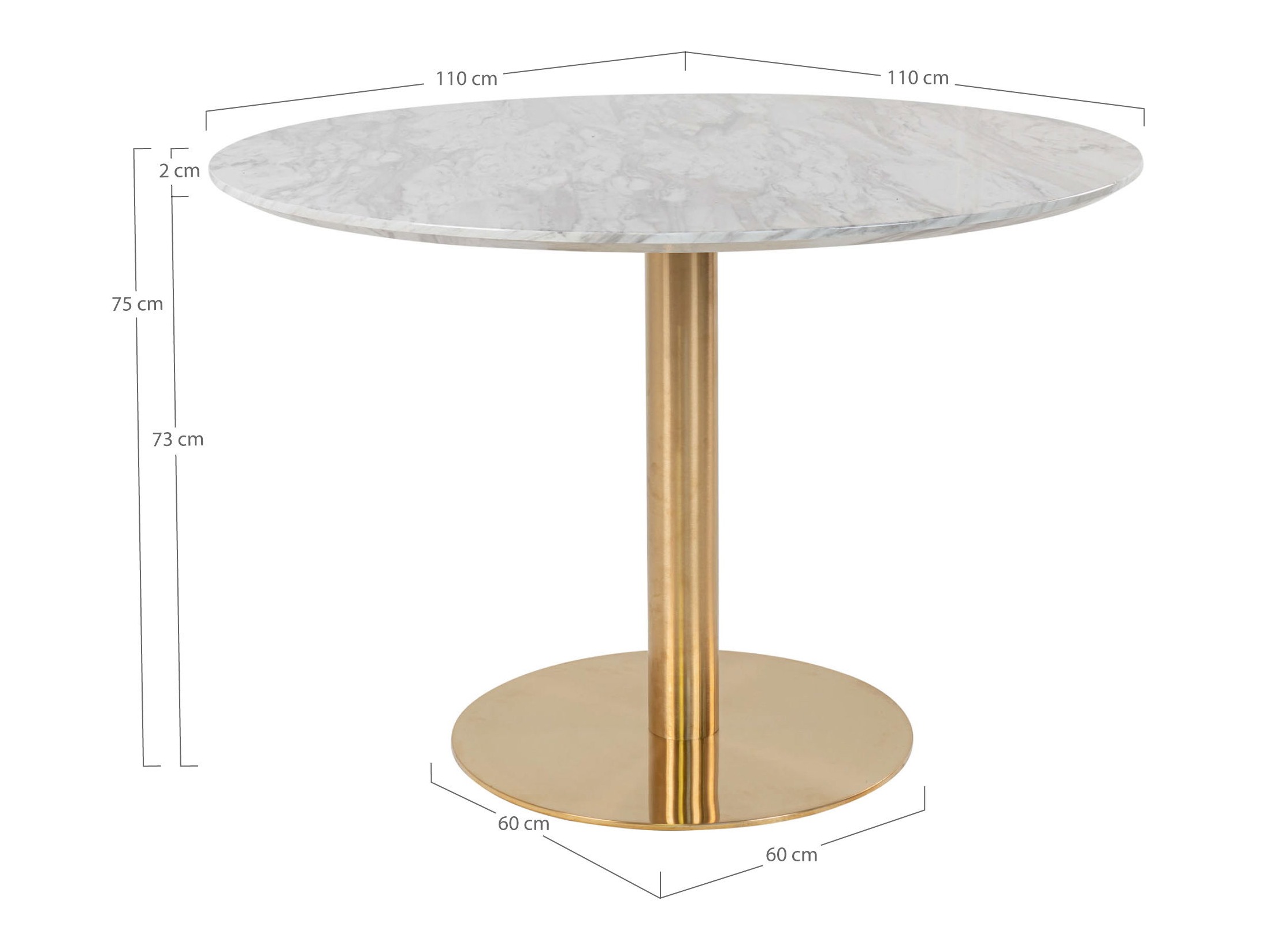 Mesa Elbelia 103 (Dorado + Mármol blanco)