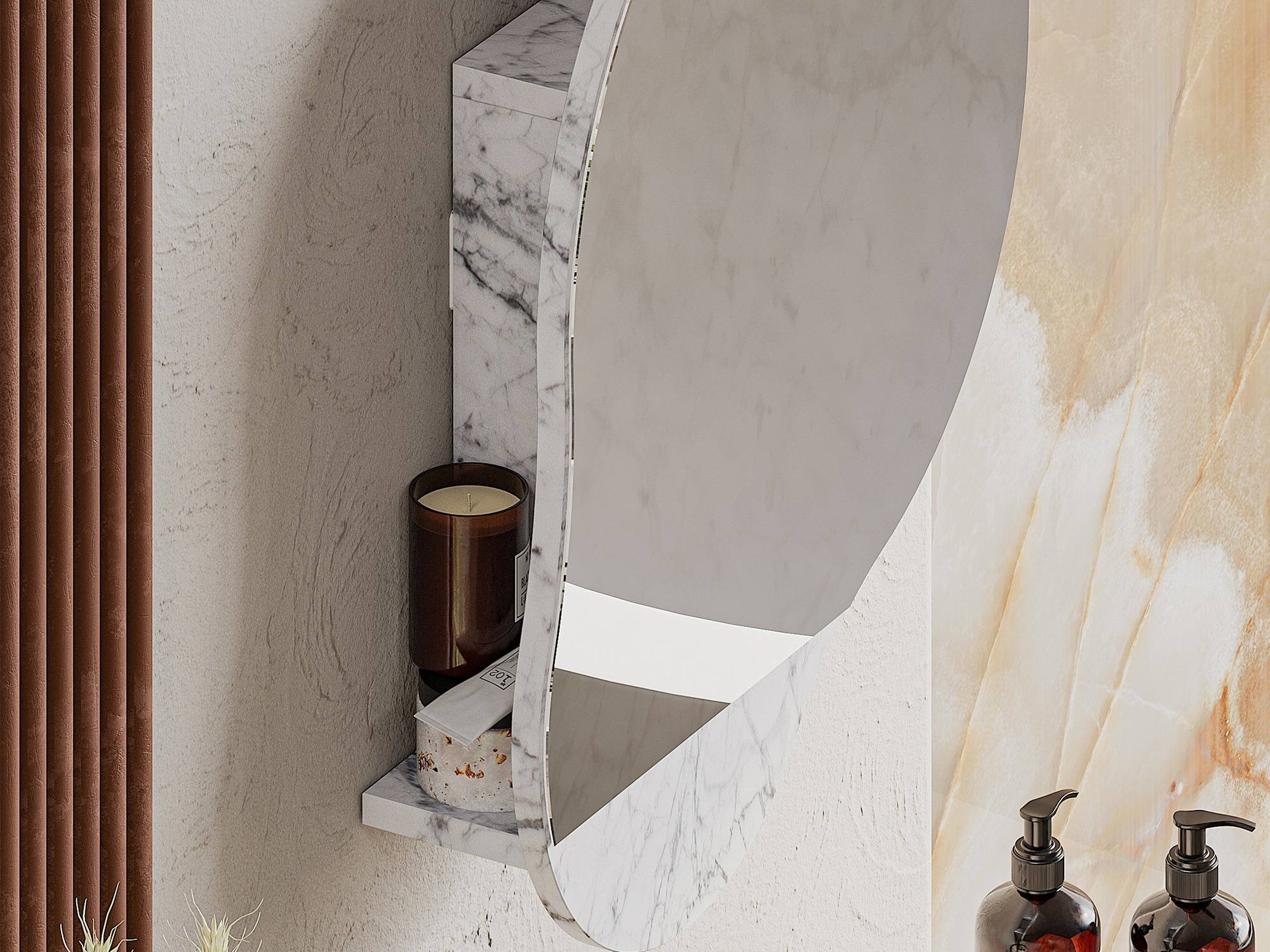 Mueble con espejo para baño Kailua 2711 (Mármol blanco)