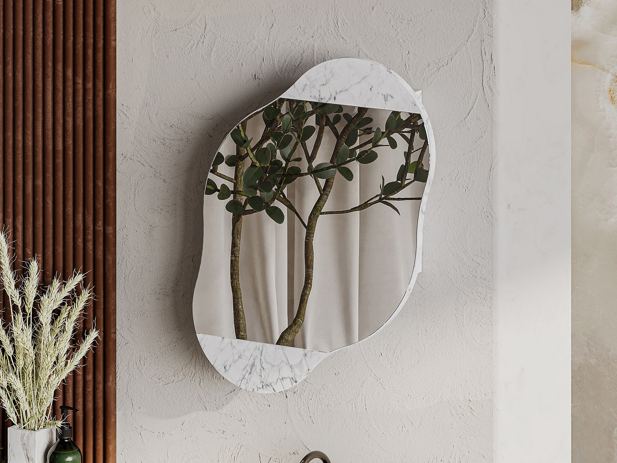 Mueble para baño con espejo Kailua 2711 (Mármol blanco)