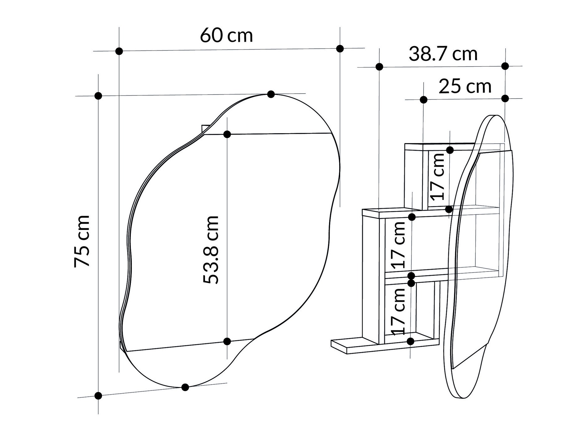 Mueble para baño con espejo Kailua 2711 (Mármol blanco)