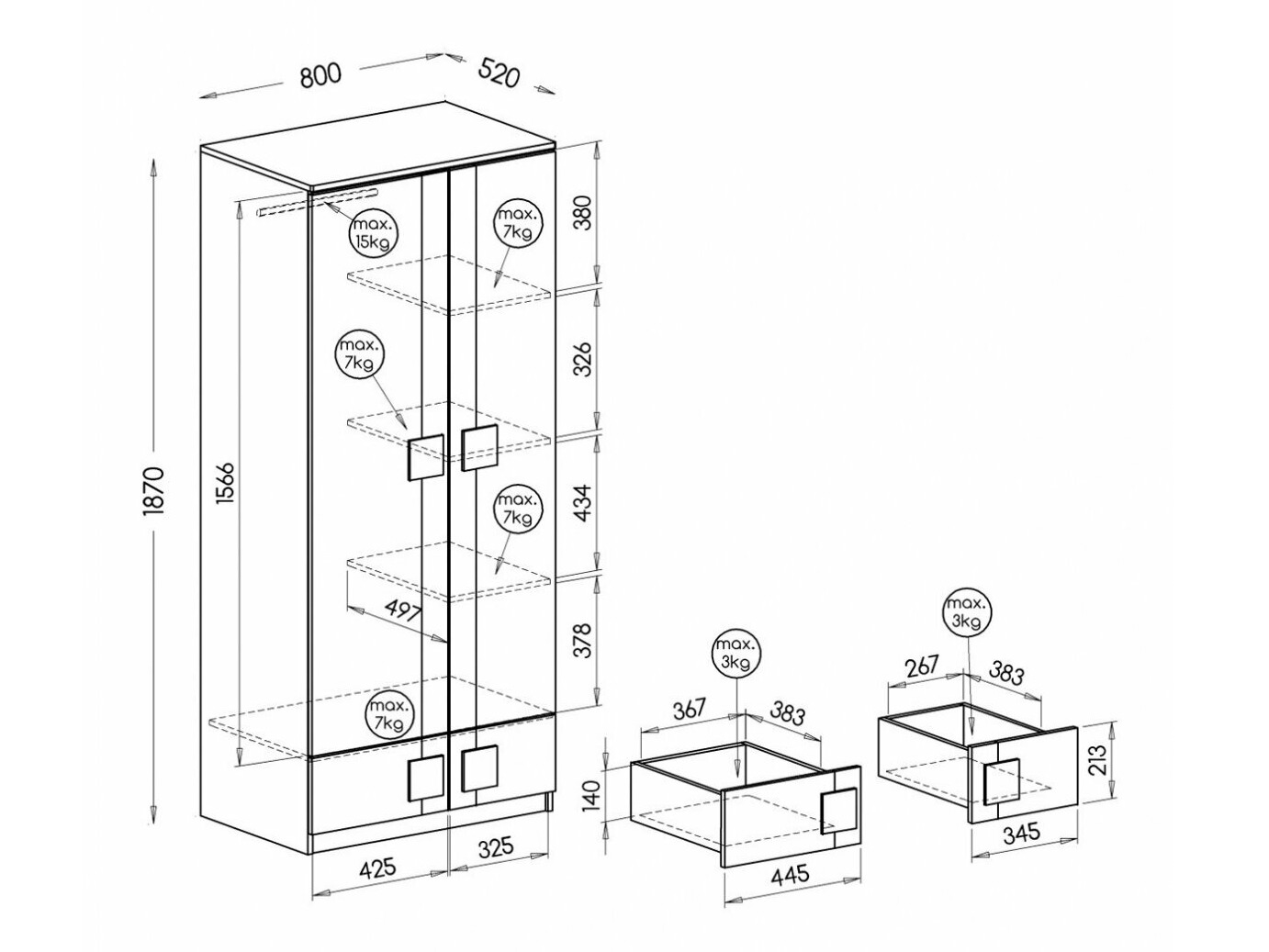 Armario Elmenou 100 (Blanco + Antracita)