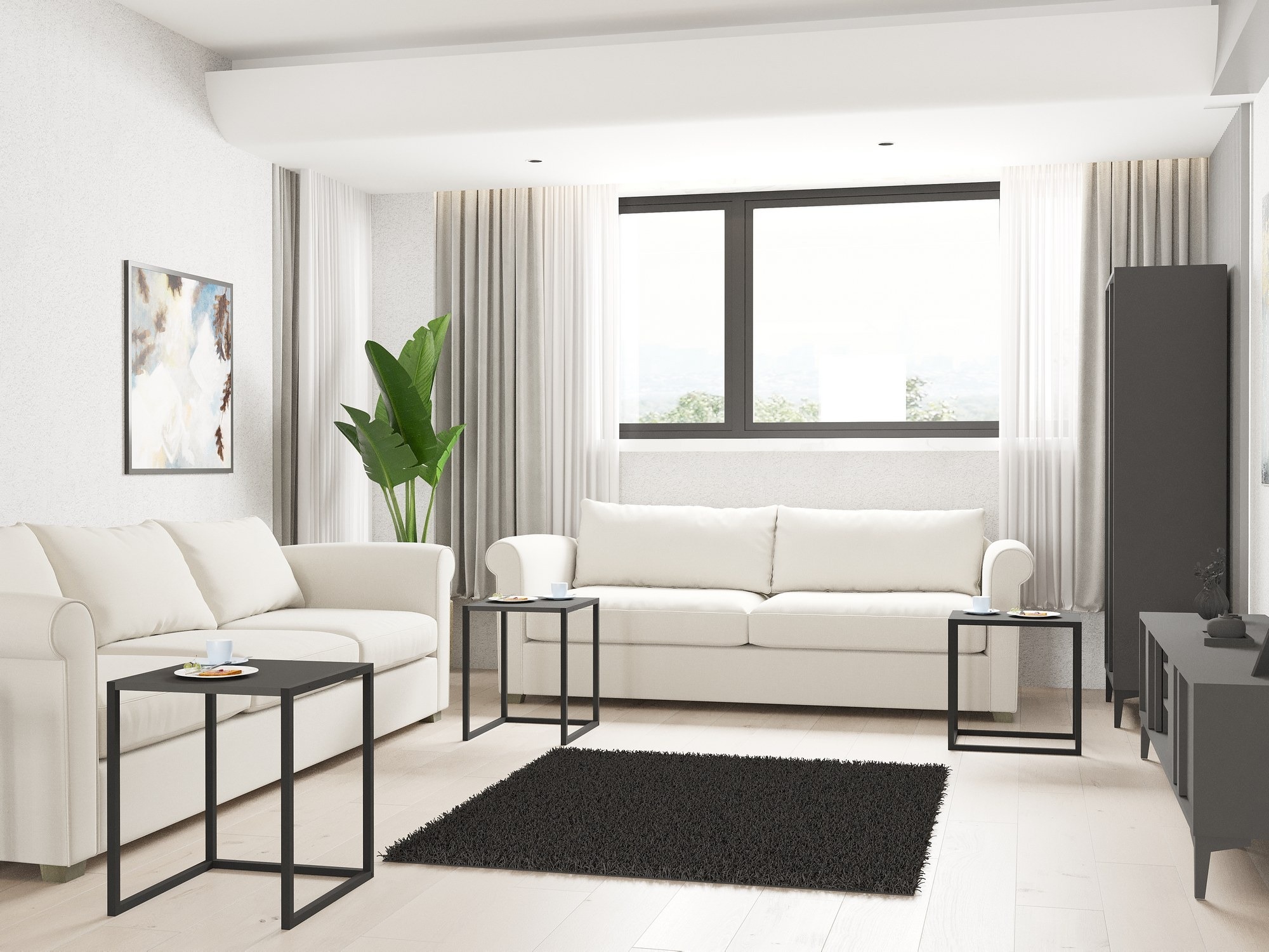 Conjunto de mesas auxiliares Kailua 2721 (Negro + Antracita)